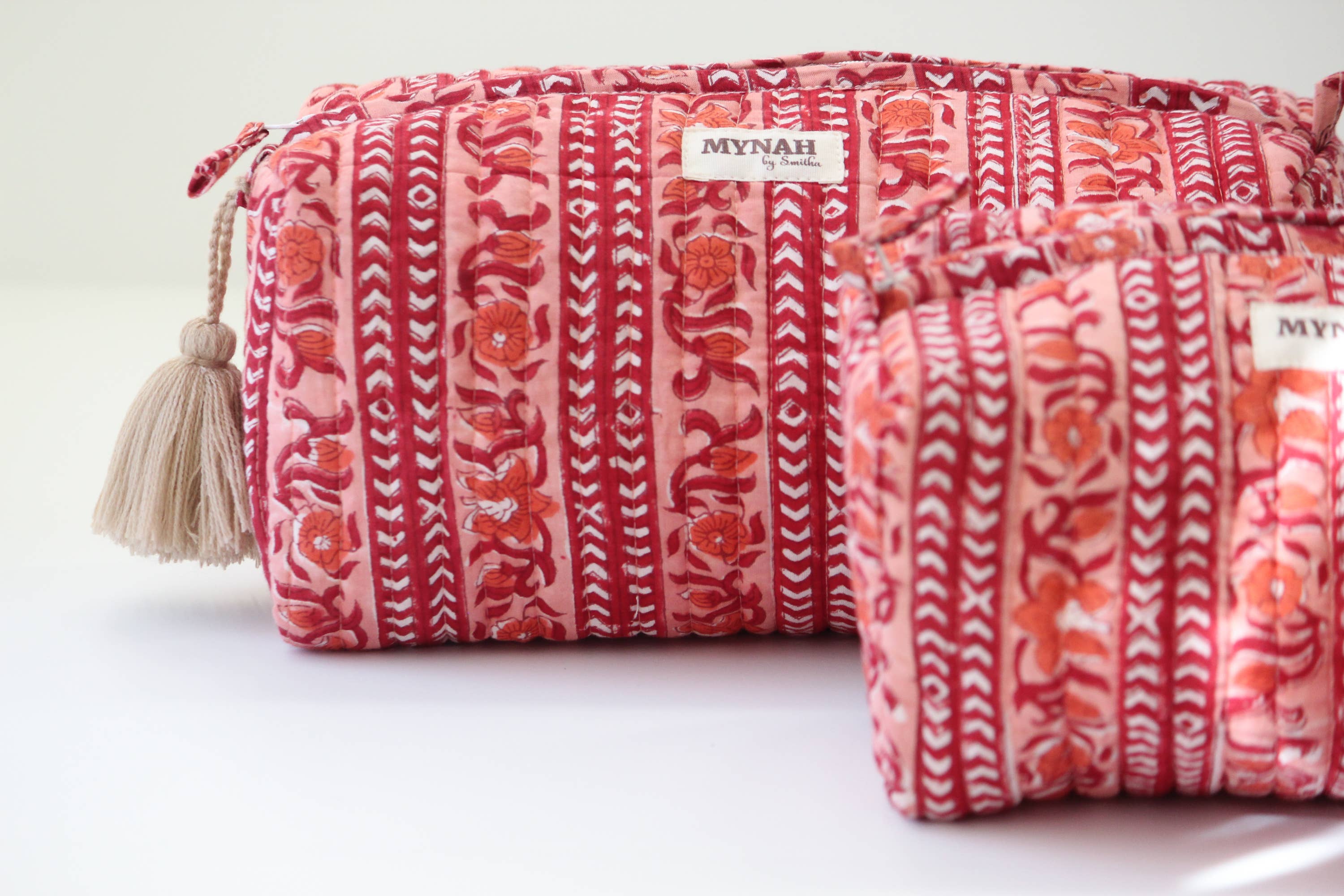 Terracotta Stripe Print Travel Cosmetic Bag