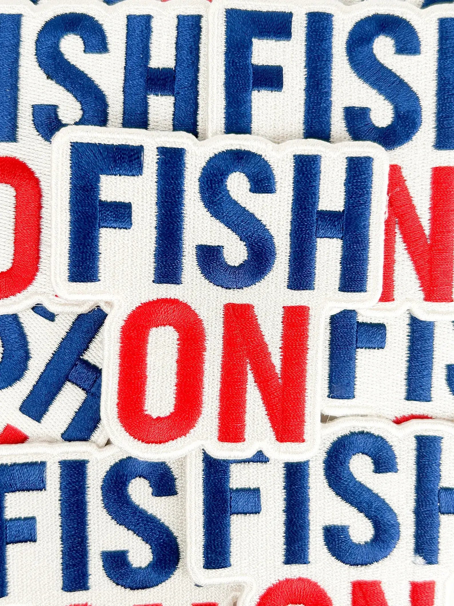 Fish On Patch – Patriotic Embroidered Iron On for Anglers