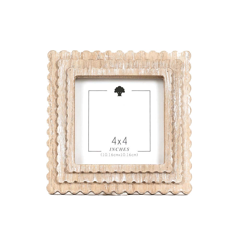 Wood Scallop Frame 4" x 4", Square