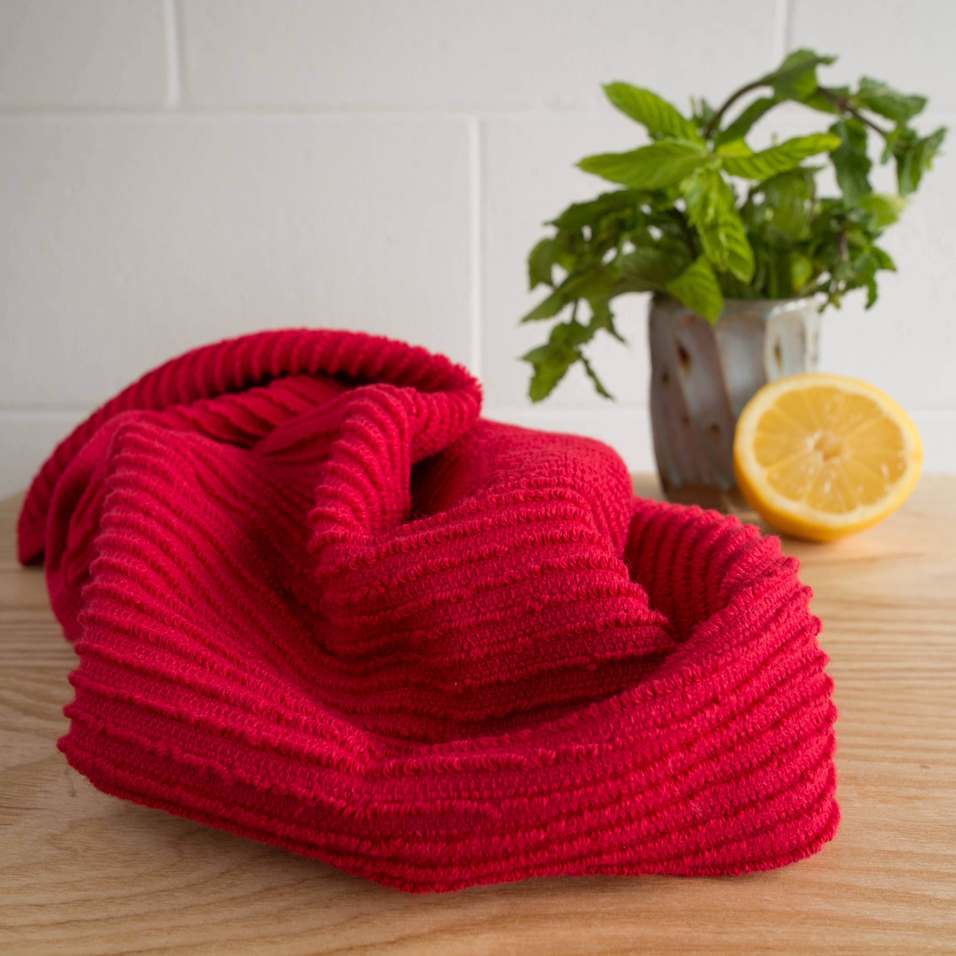Red Ripple Turkish Cotton Dishtowel