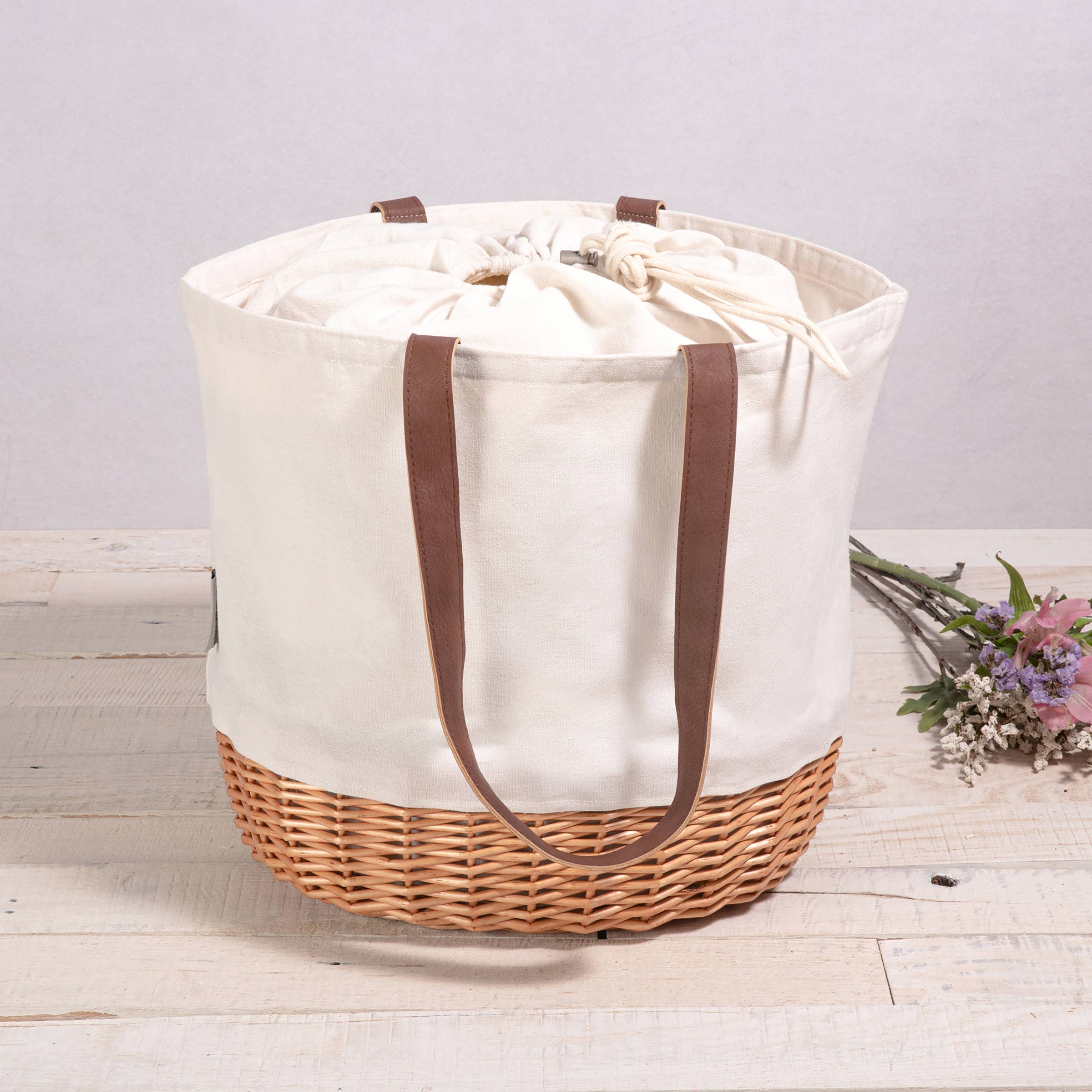 Coronado Canvas and Willow Basket Tote