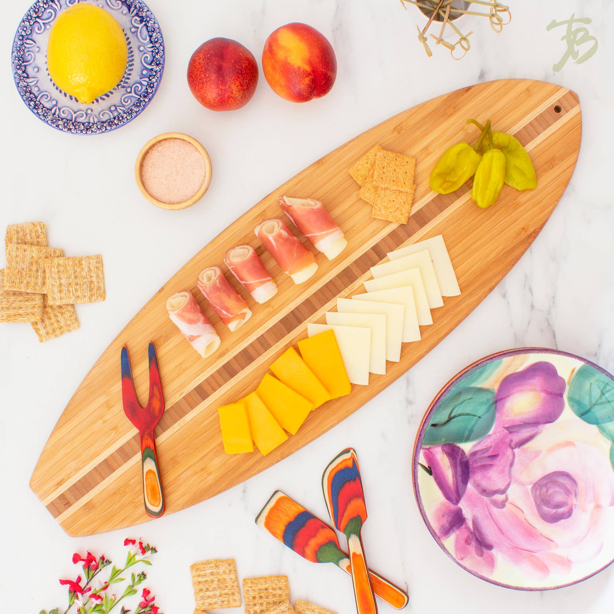 Surfboard Shaped Serving & Cutting Board