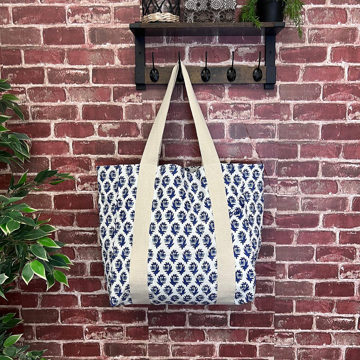Captivating Blooms Block Printed Canvas Bag