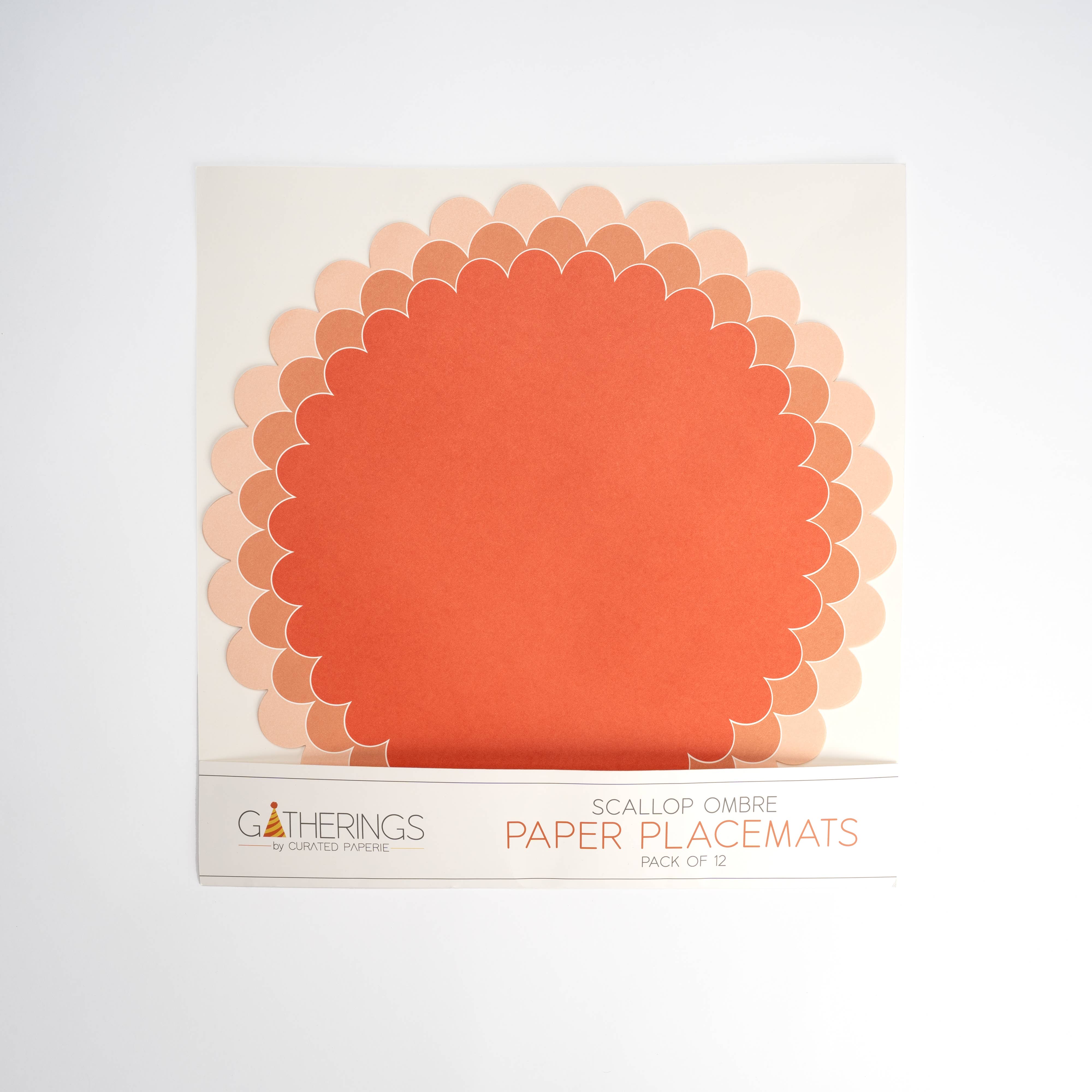 Coral Ombre Scallop Paper Placemats