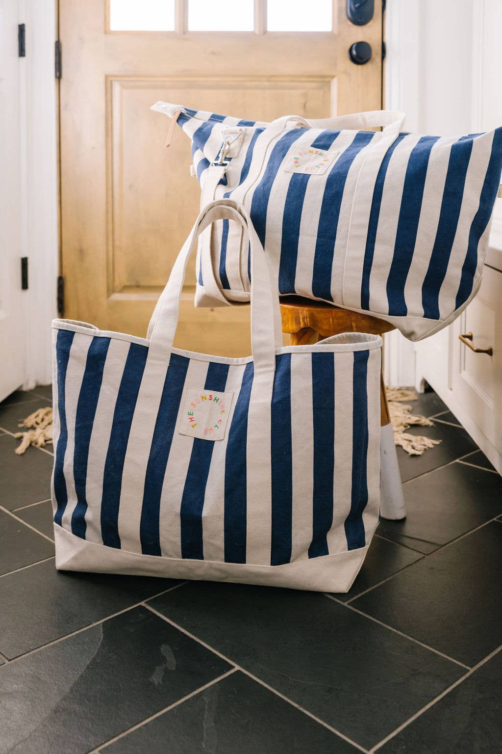Navy Stripe Canvas Tote