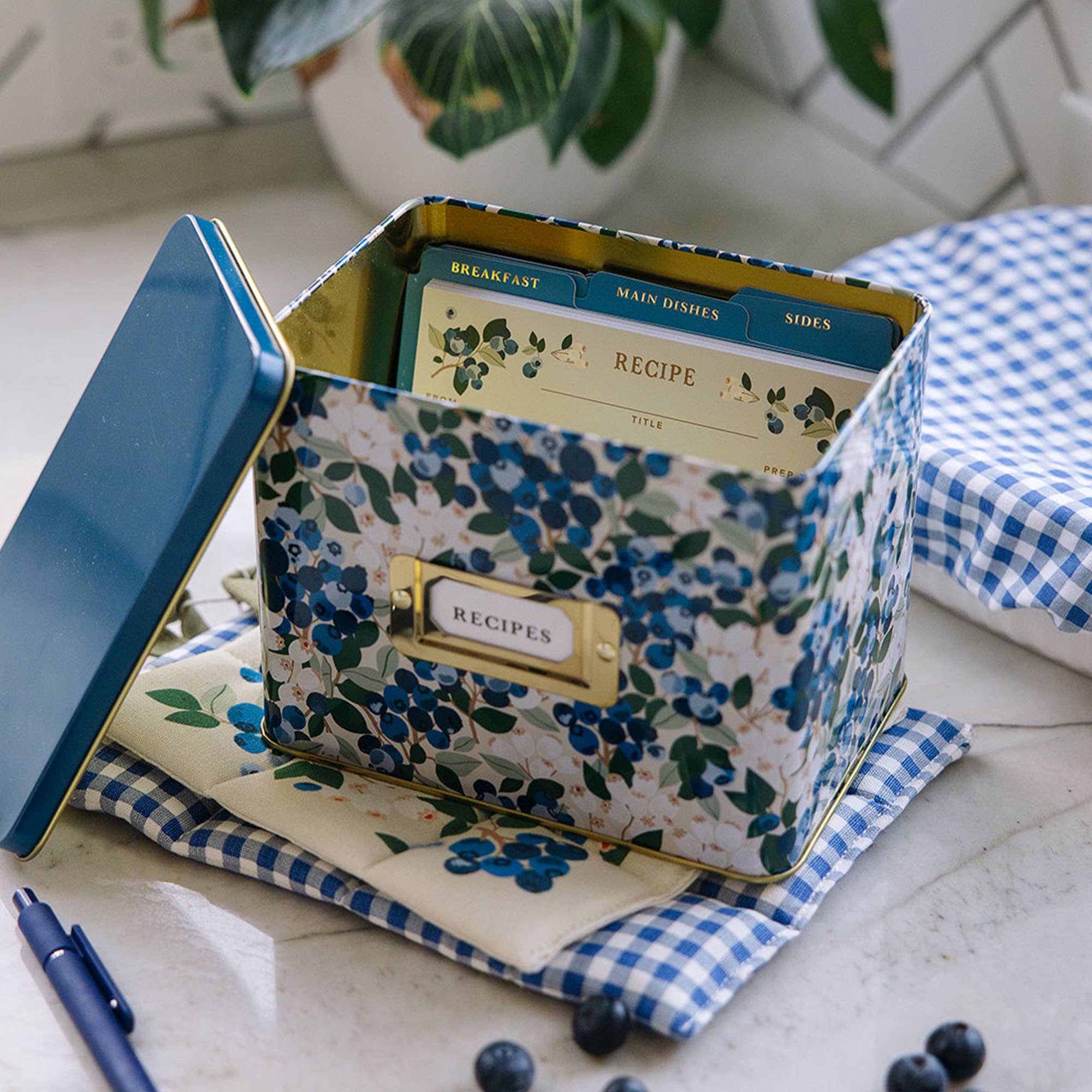Blueberry Field Tin Recipe Box