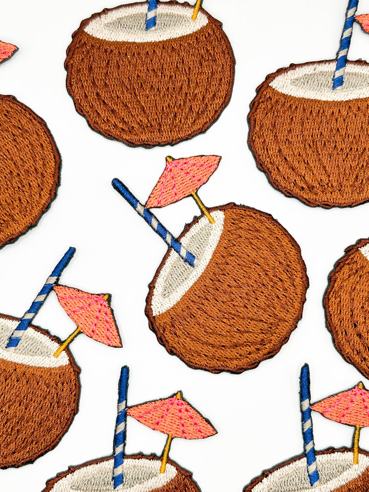 Coconut Drink Embroidered Patch Tropical Vacation Summer