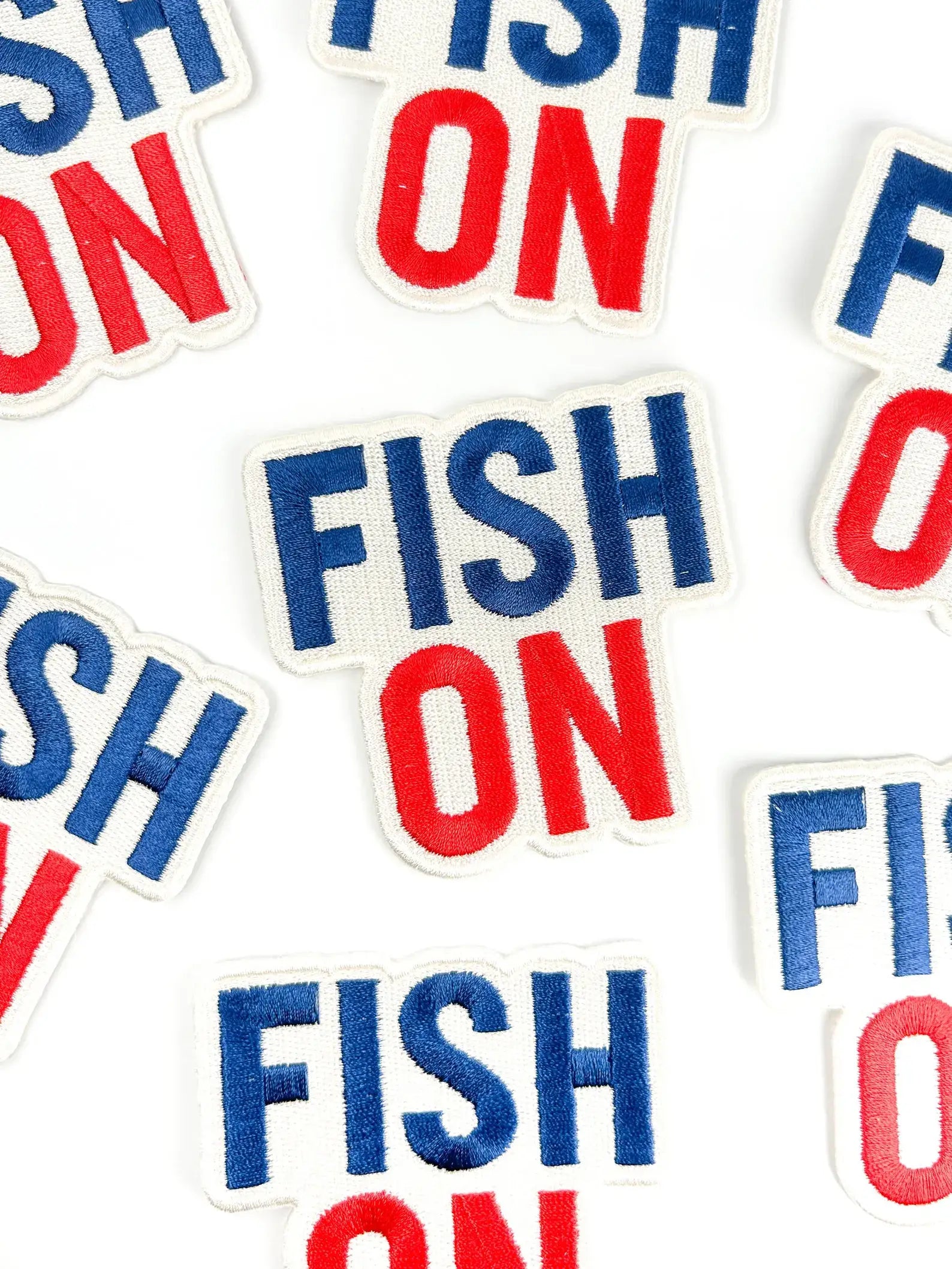 Fish On Patch – Patriotic Embroidered Iron On for Anglers