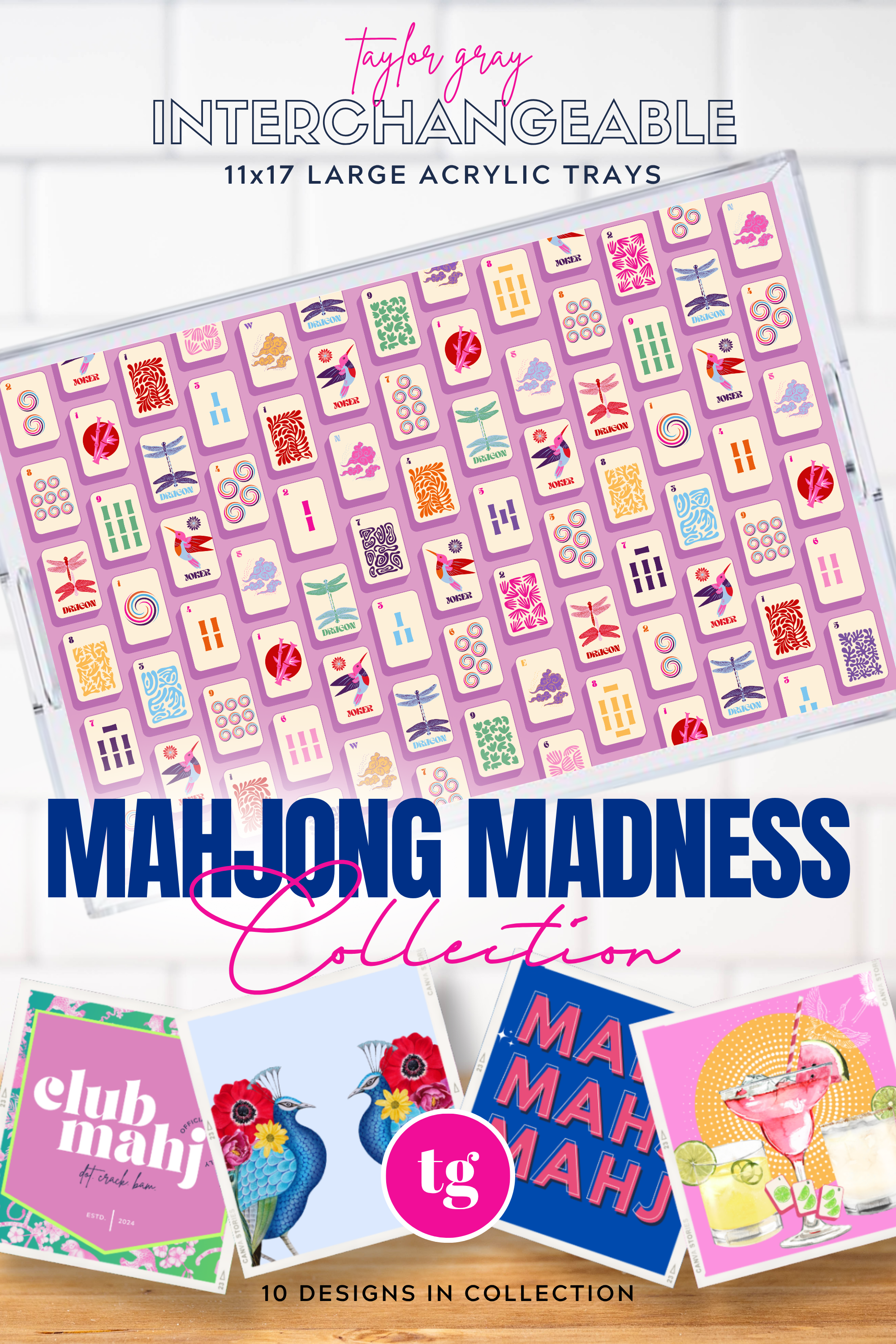Mahjong Madness Tray Inserts Vol 1, 11 x 17, set of 10