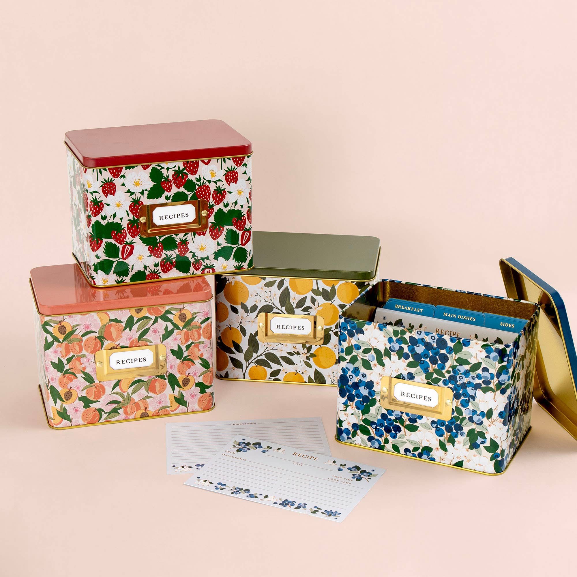 Blueberry Field Tin Recipe Box