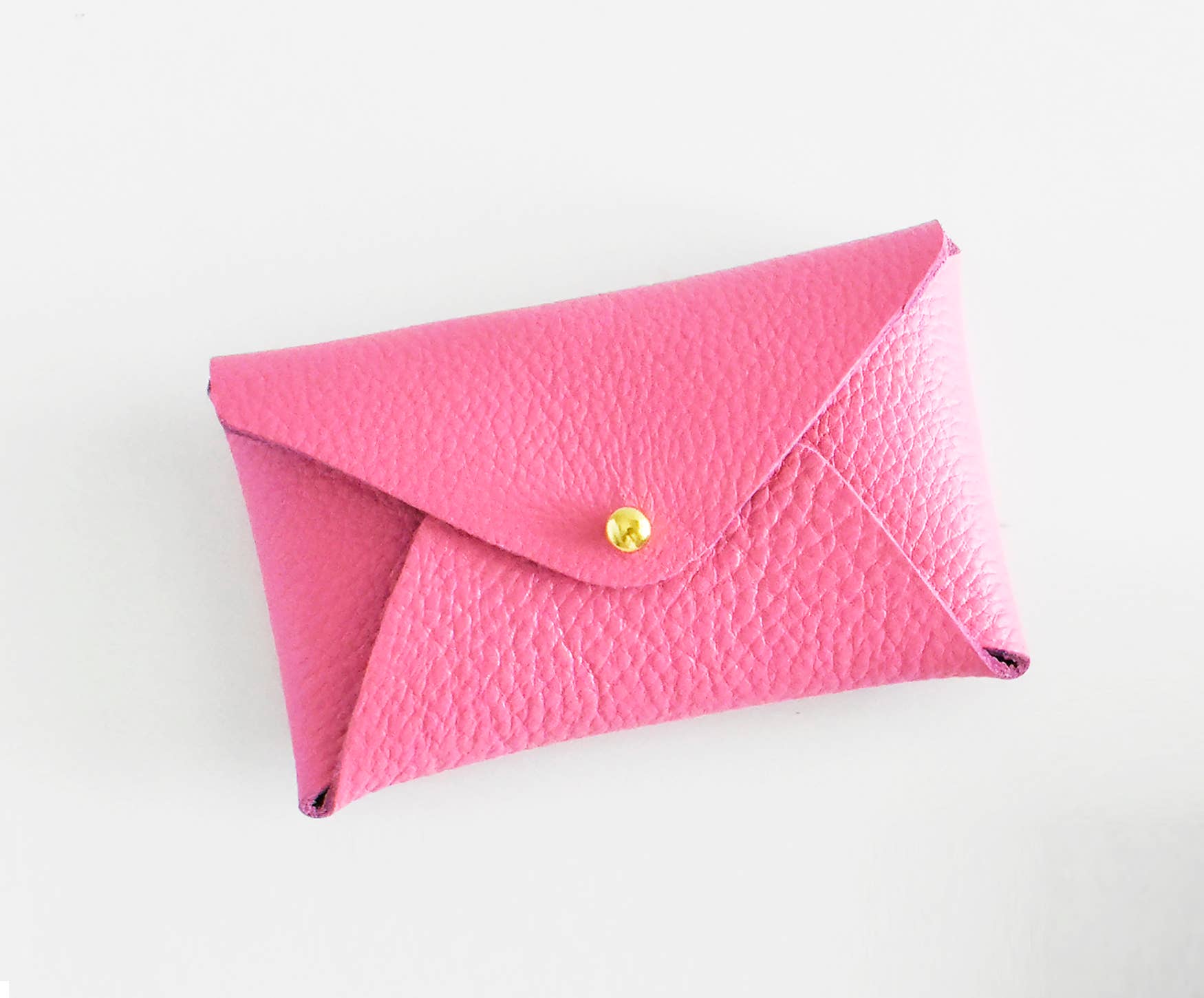 Leather Card Holder- Pink & Red Inside