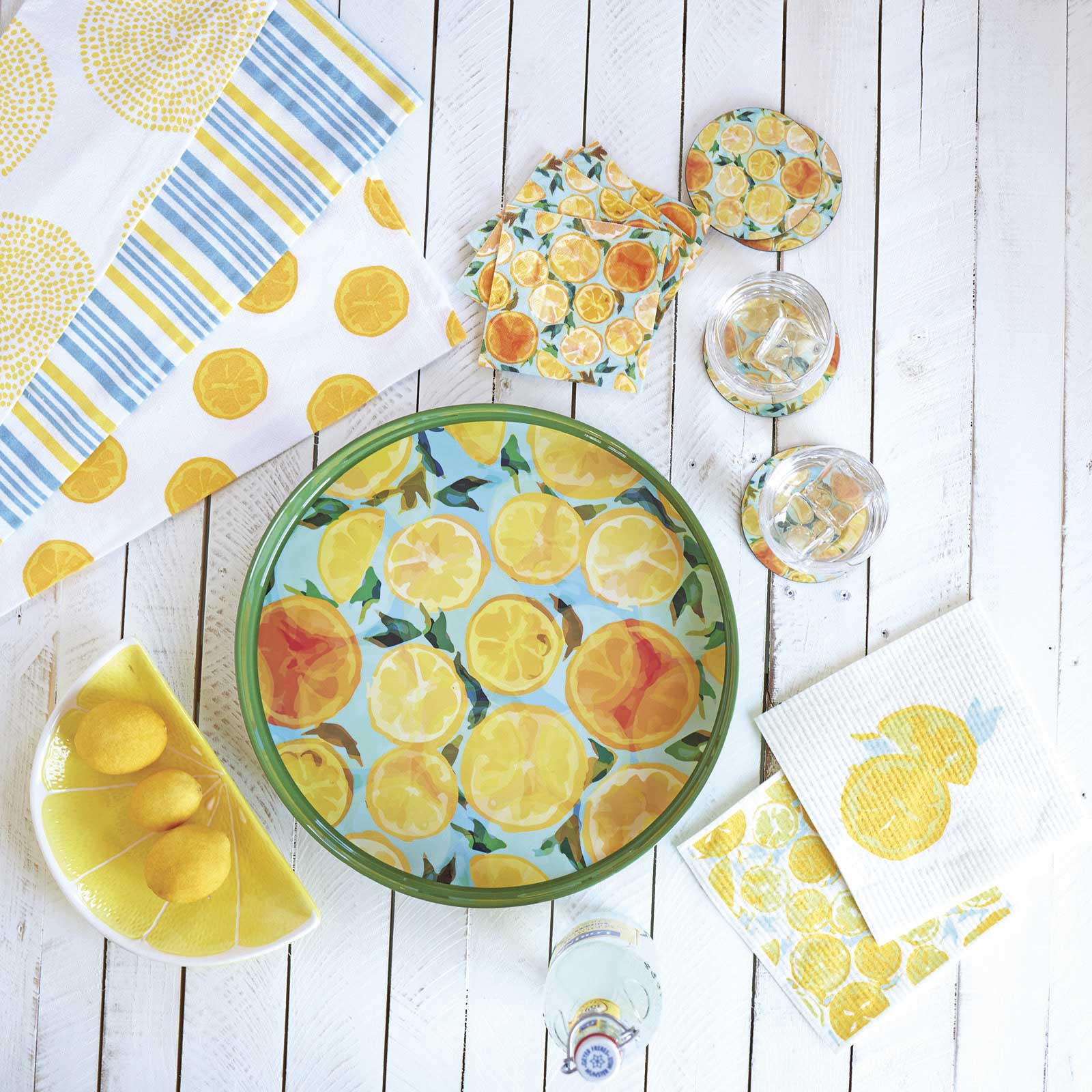 Lemon Slices 15 Inch Round Tray