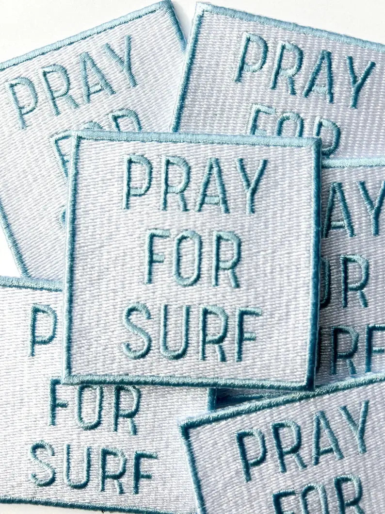 Blue Pray for Surf Iron On Patch