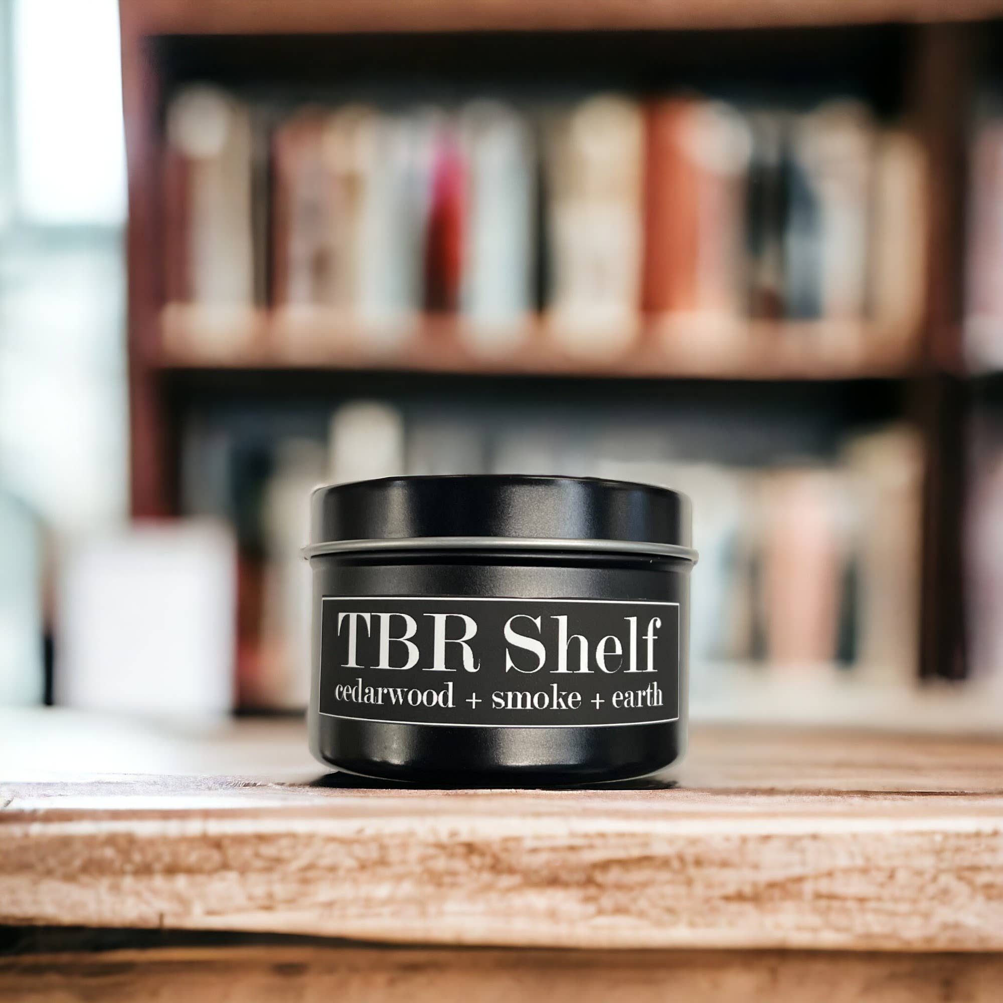 TBR Shelf Soy Candle (4 oz) - Cedarwood + Amber + Smoke