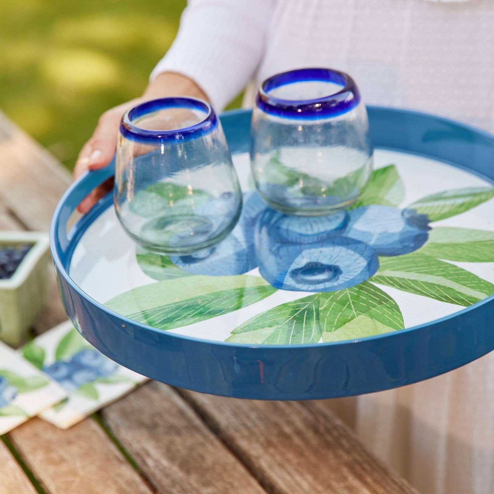 Blueberry Bunch Round Serving Tray