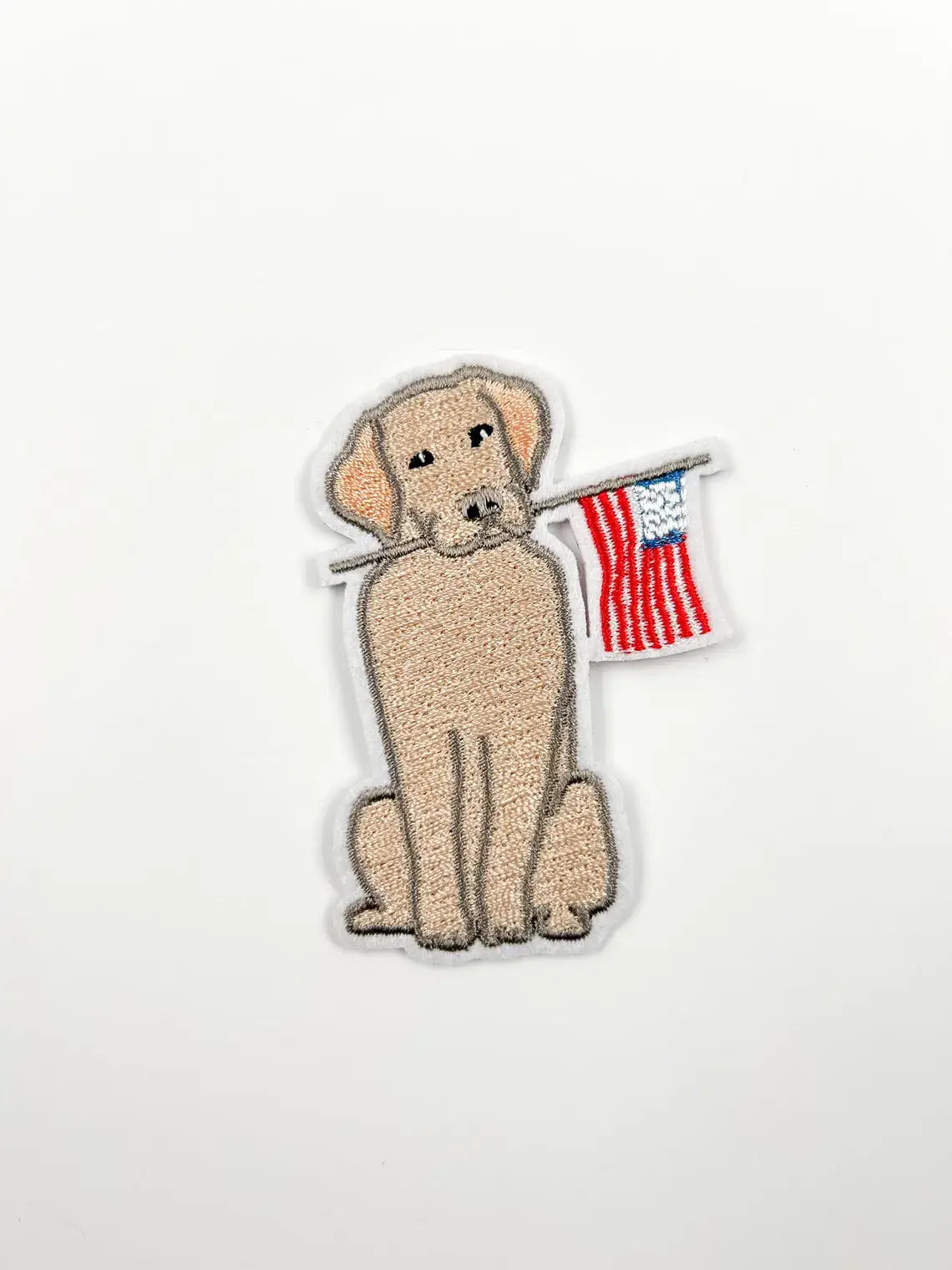 Yellow Labrador American Flag Iron-On Patch