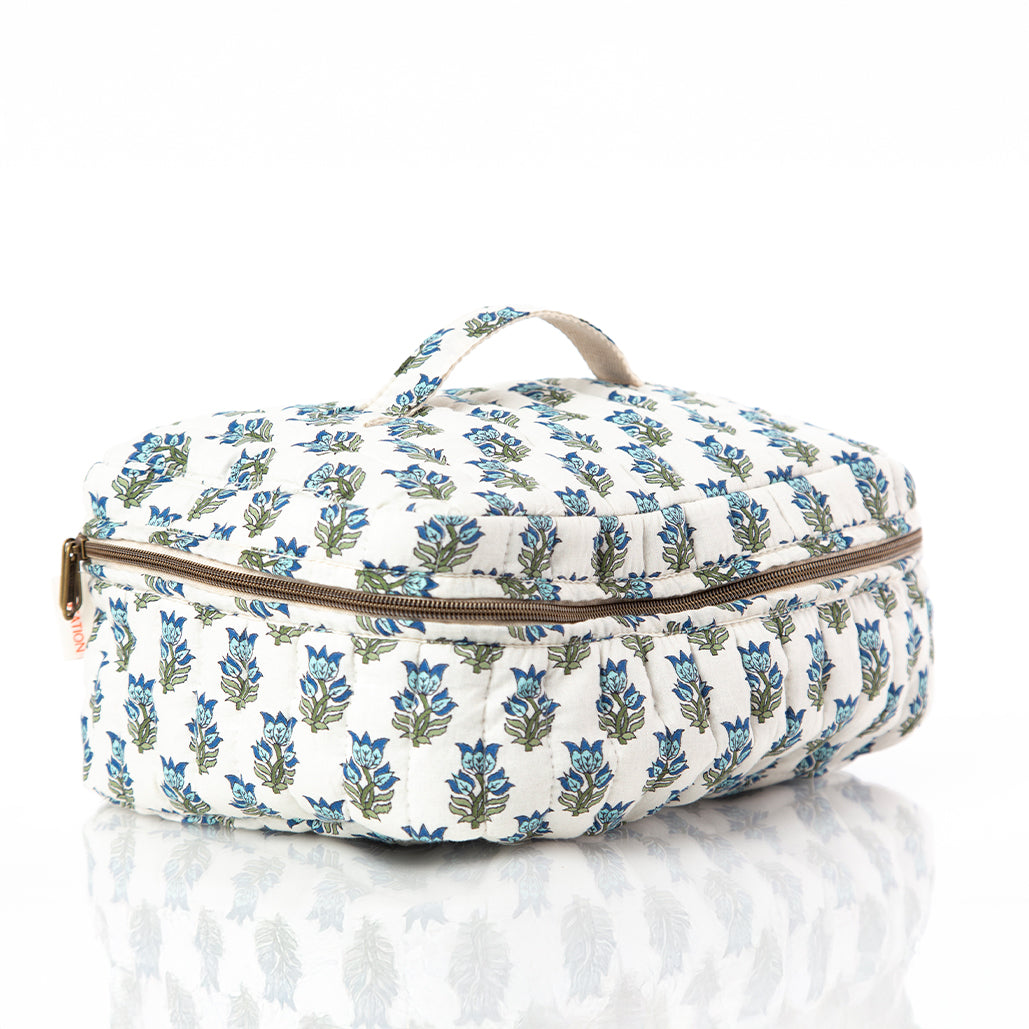 Block Print Train Case - Blue