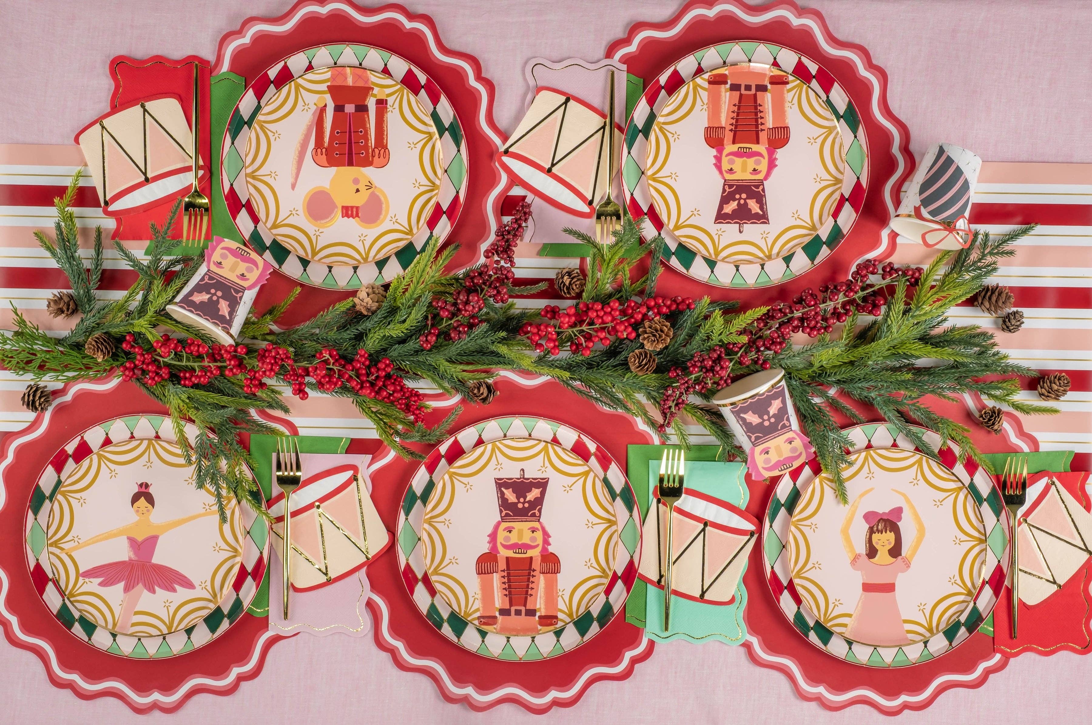 MCL23-PL2- Bright Red Fancy Scallop Paper Placemats