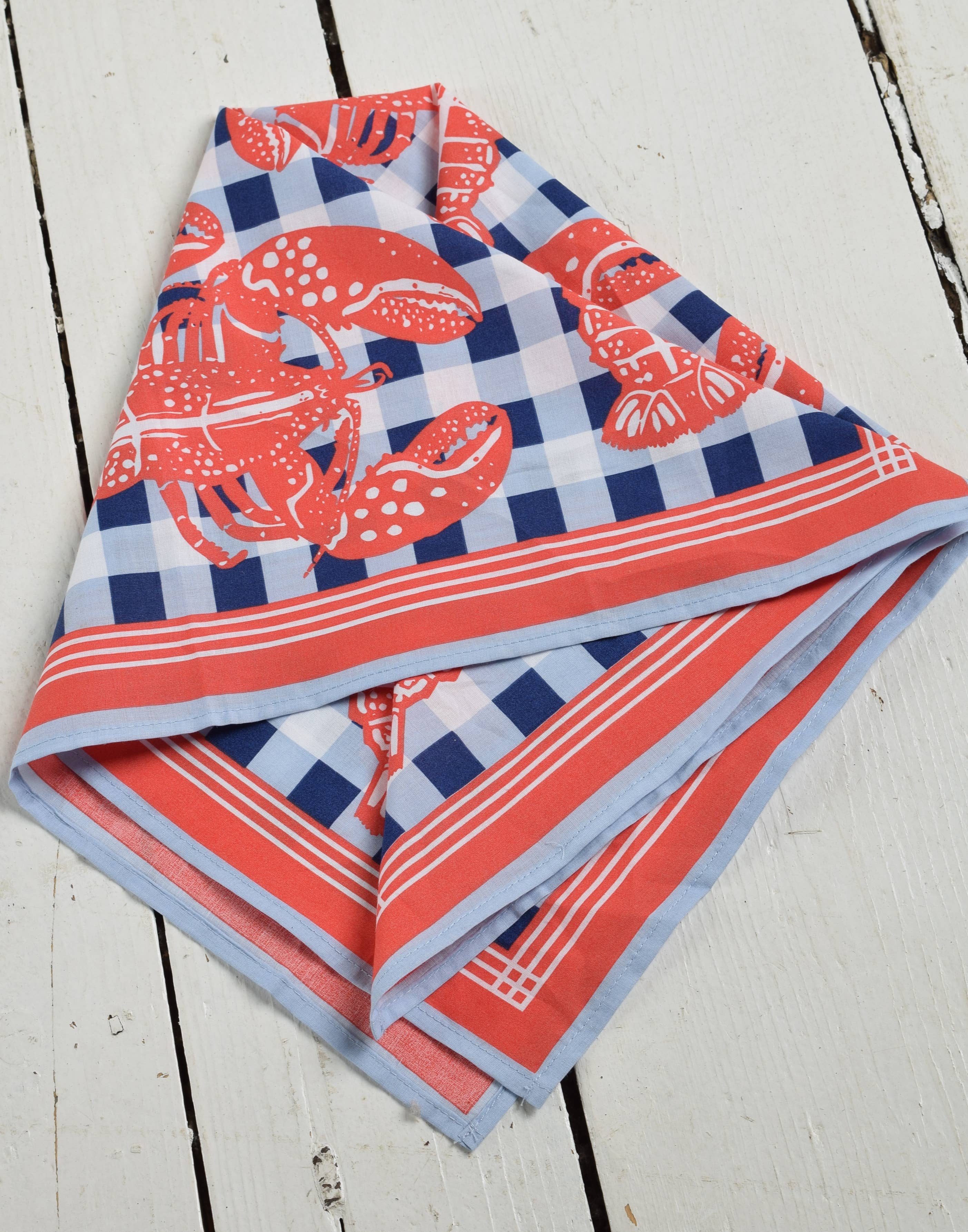 Nautical Gingham Lobster Bandana