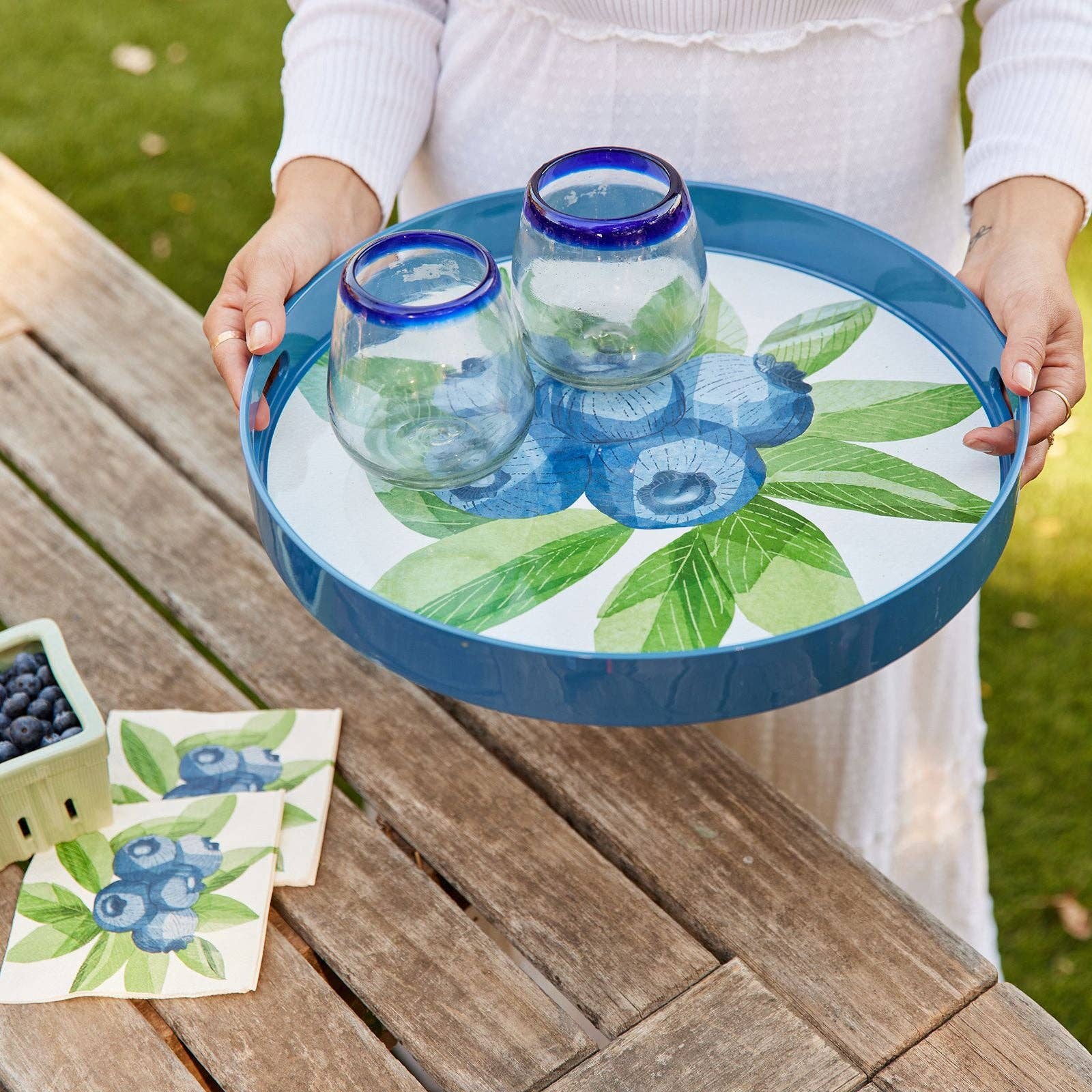 Blueberry Bunch Round Serving Tray