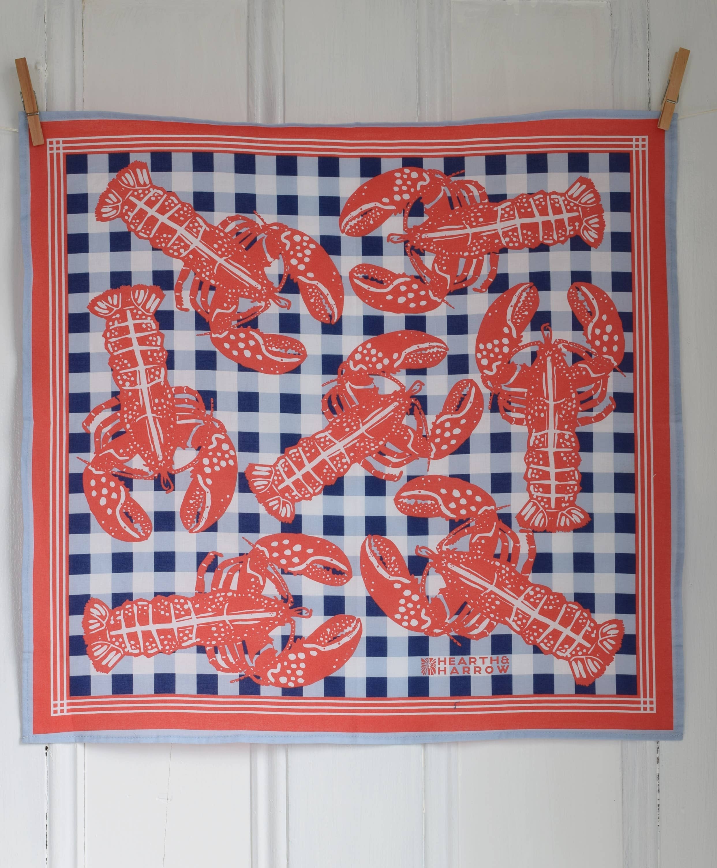 Nautical Gingham Lobster Bandana