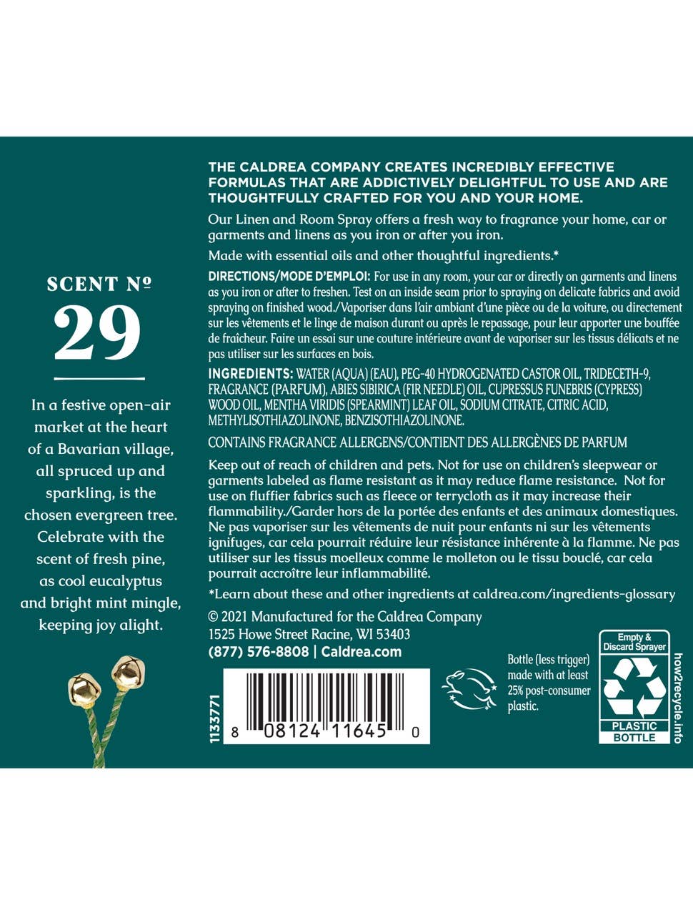 Juniper Laurel Mint Linen & Room Spray with Soap Bark & Aloe