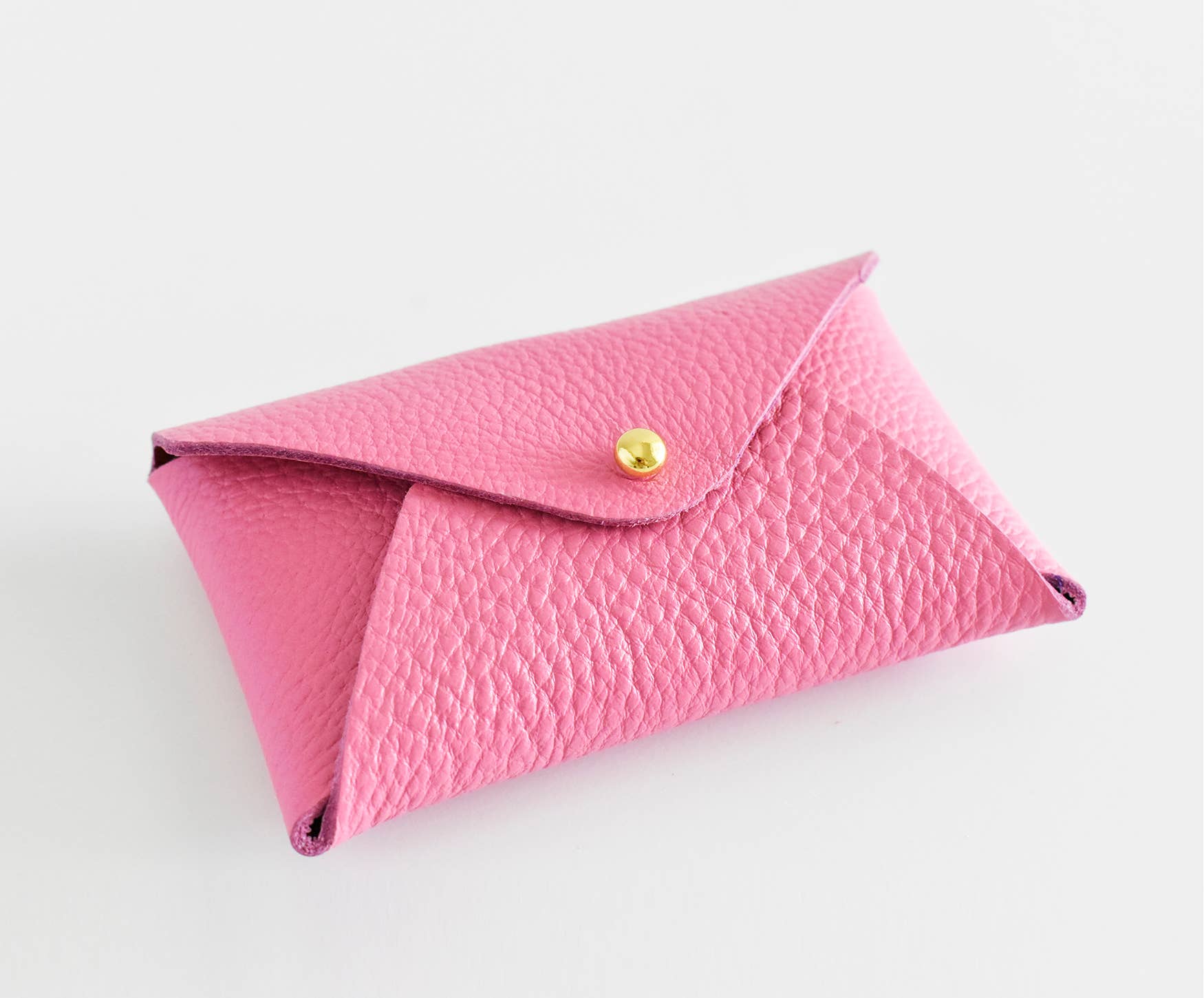 Leather Card Holder- Pink & Red Inside