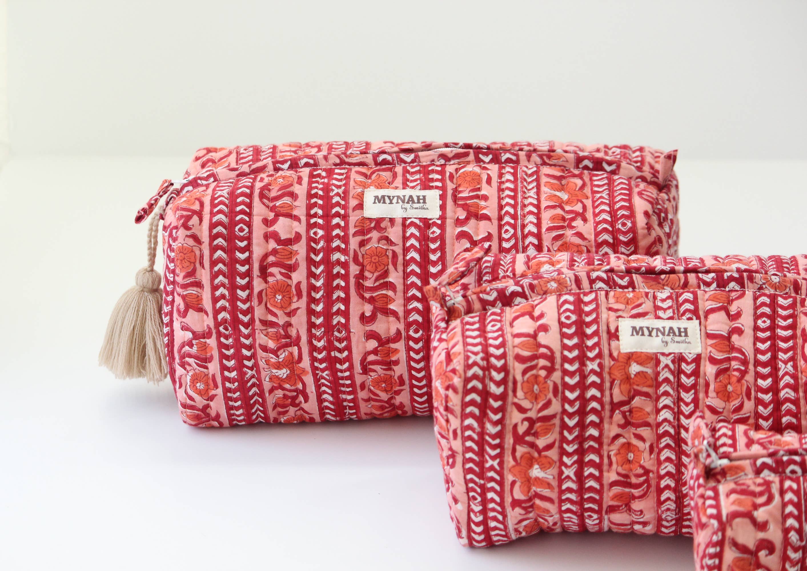 Terracotta Stripe Print Travel Cosmetic Bag