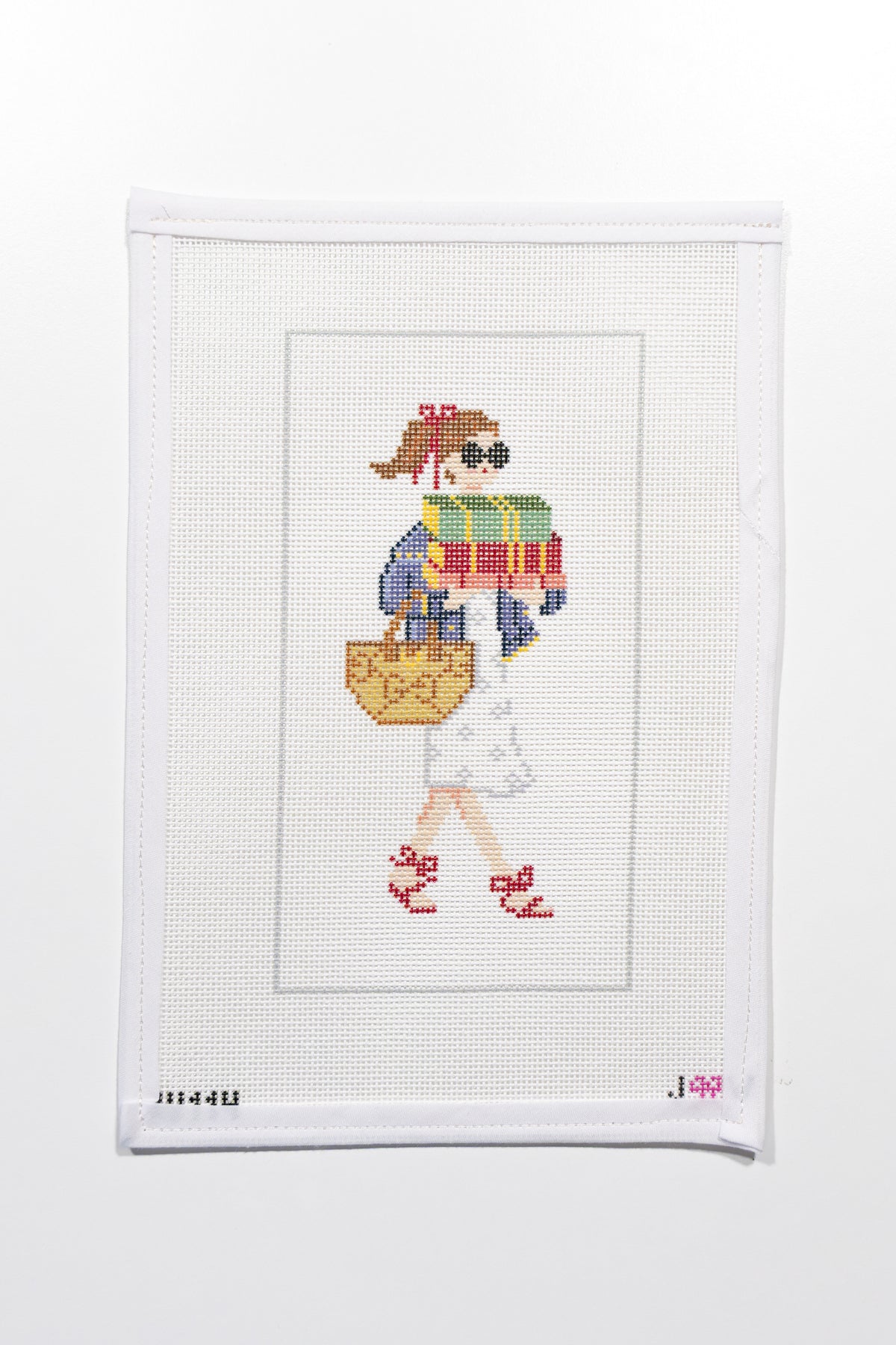 Reading Shop Girl Needlepoint Canvas - Jennifer Vallez