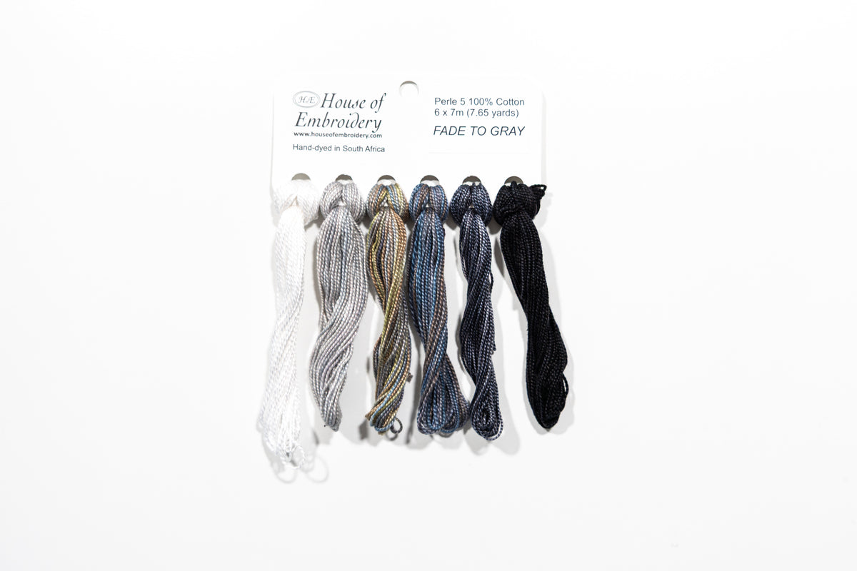 Fade to Grey - Cotton Perle #5 Thread Set (5 Mini Skeins)