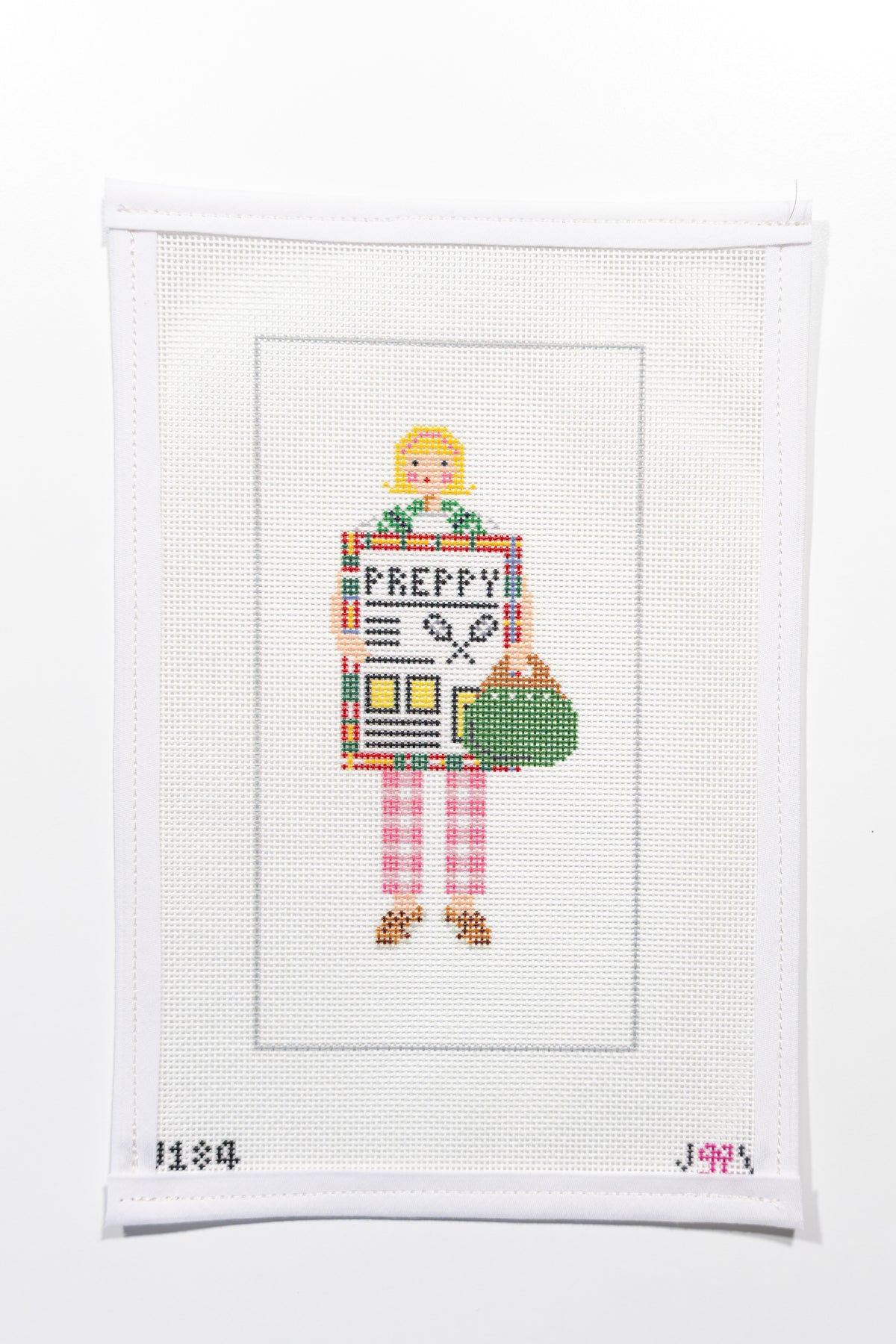 Preppy Girl Needlepoint Canvas - Jennifer Vallez