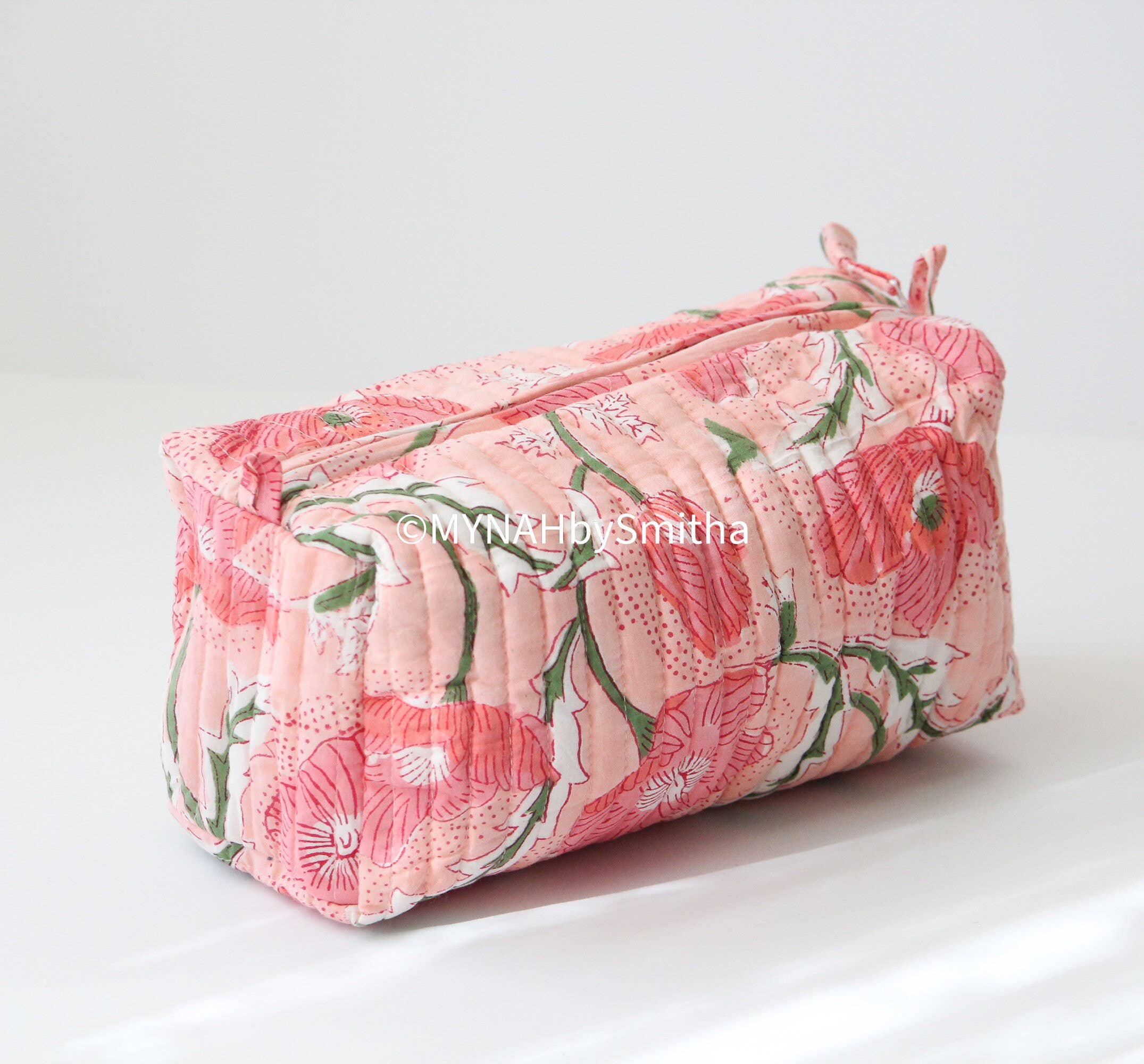 Peach Poppies Floral Travel Cosmetic Bag