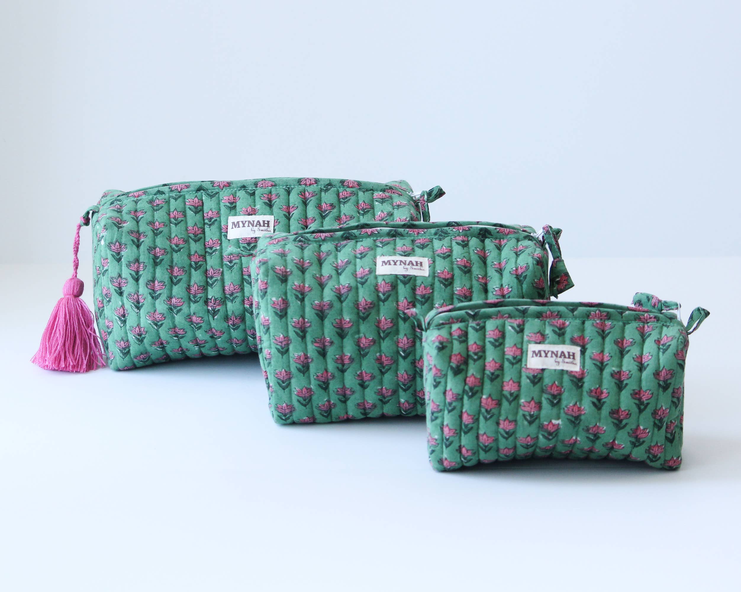 Cactus Rose Floral Travel Cosmetic Bag