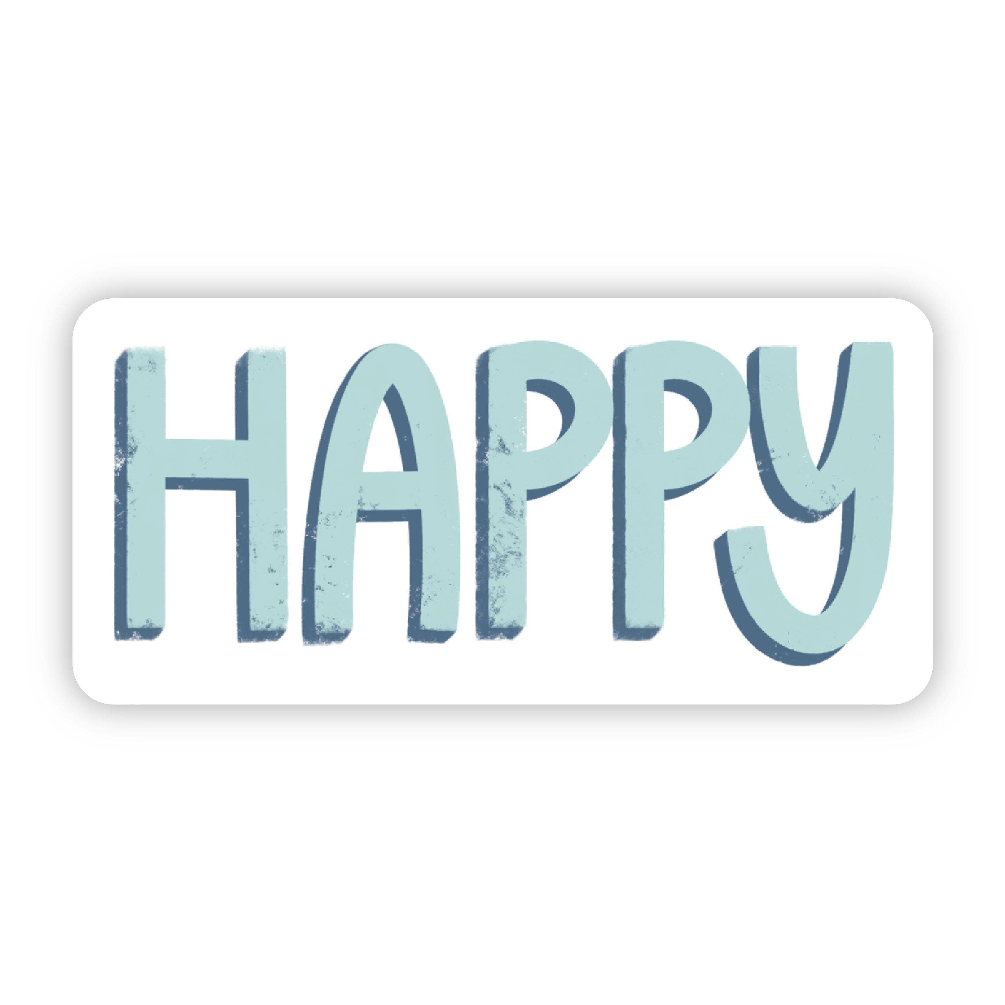 Happy Blue and Teal Sticker