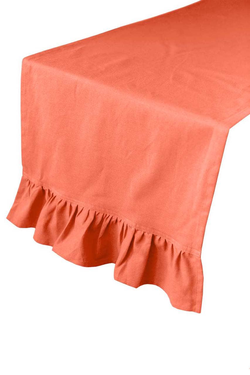 Persimmon Peach Ruffle Table Runner