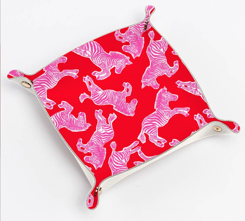 Pink & Red Zebra Catchall Tray
