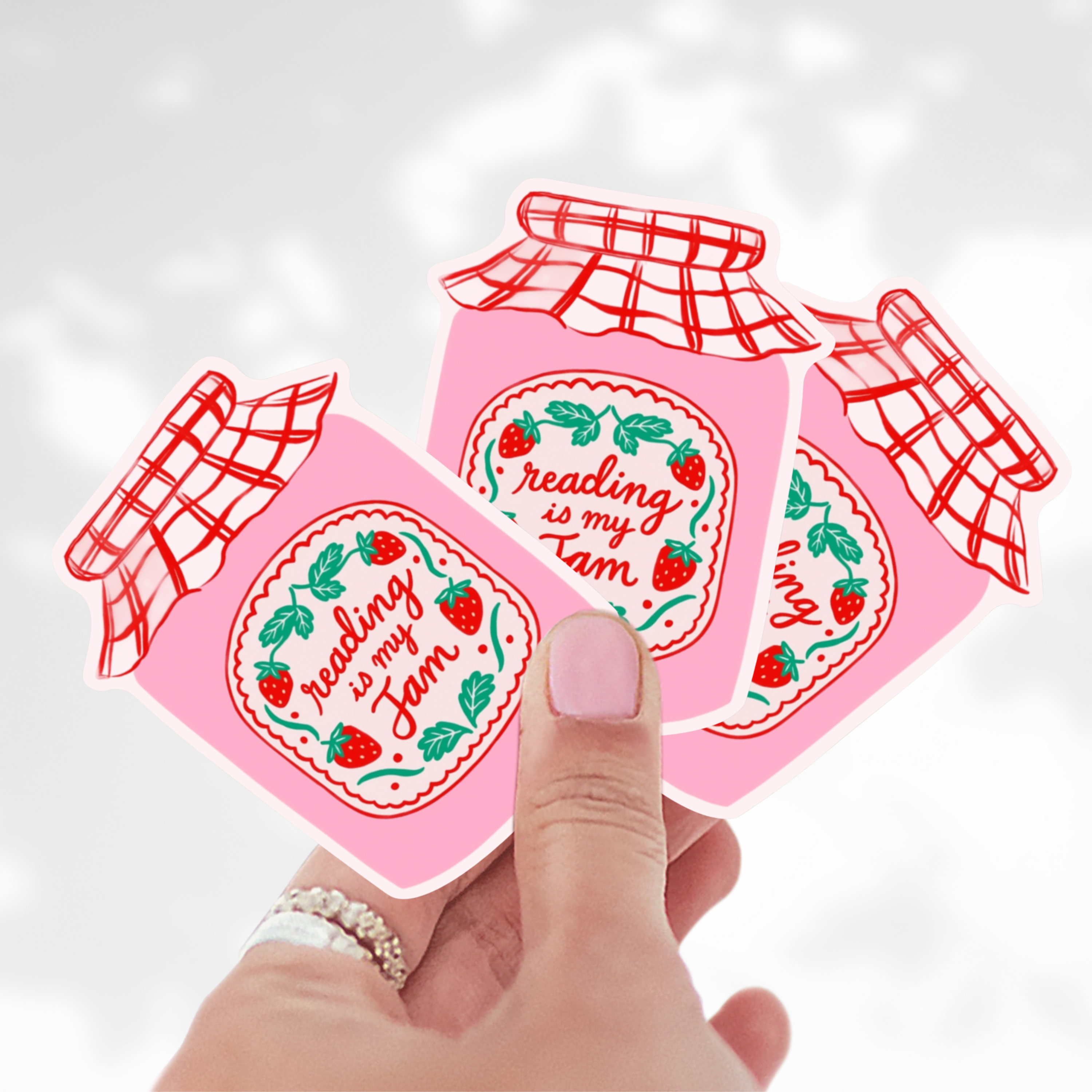 Reading Is My Jam Sticker – Cute Strawberry Jam Jar