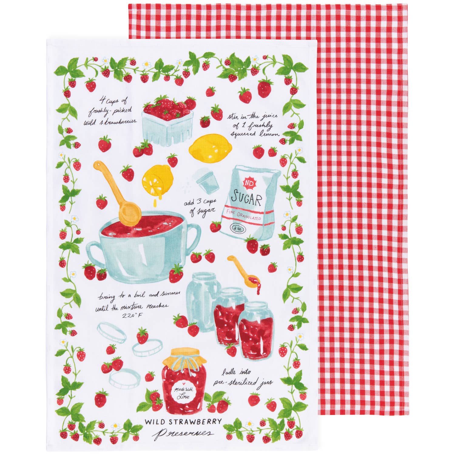 Jam Recipe Flour sack Dishtowels S/2