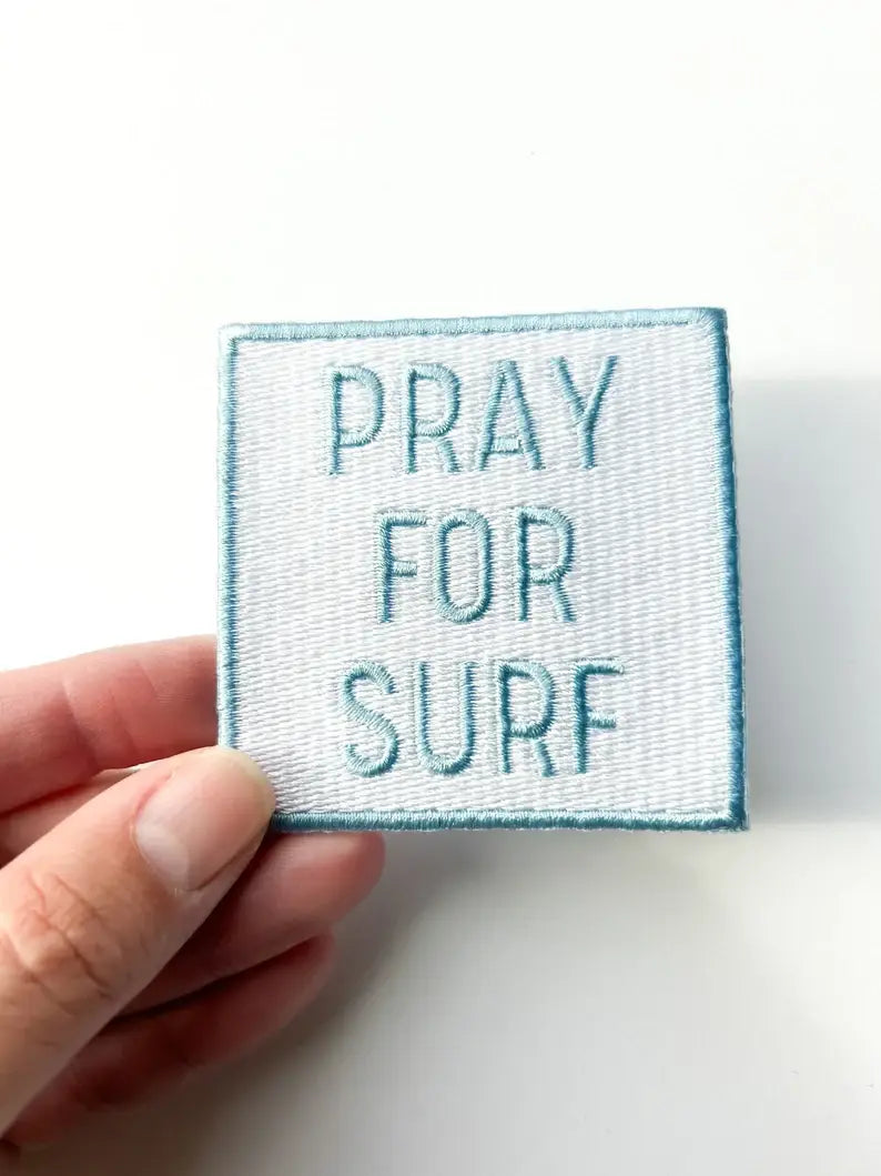 Blue Pray for Surf Iron On Patch