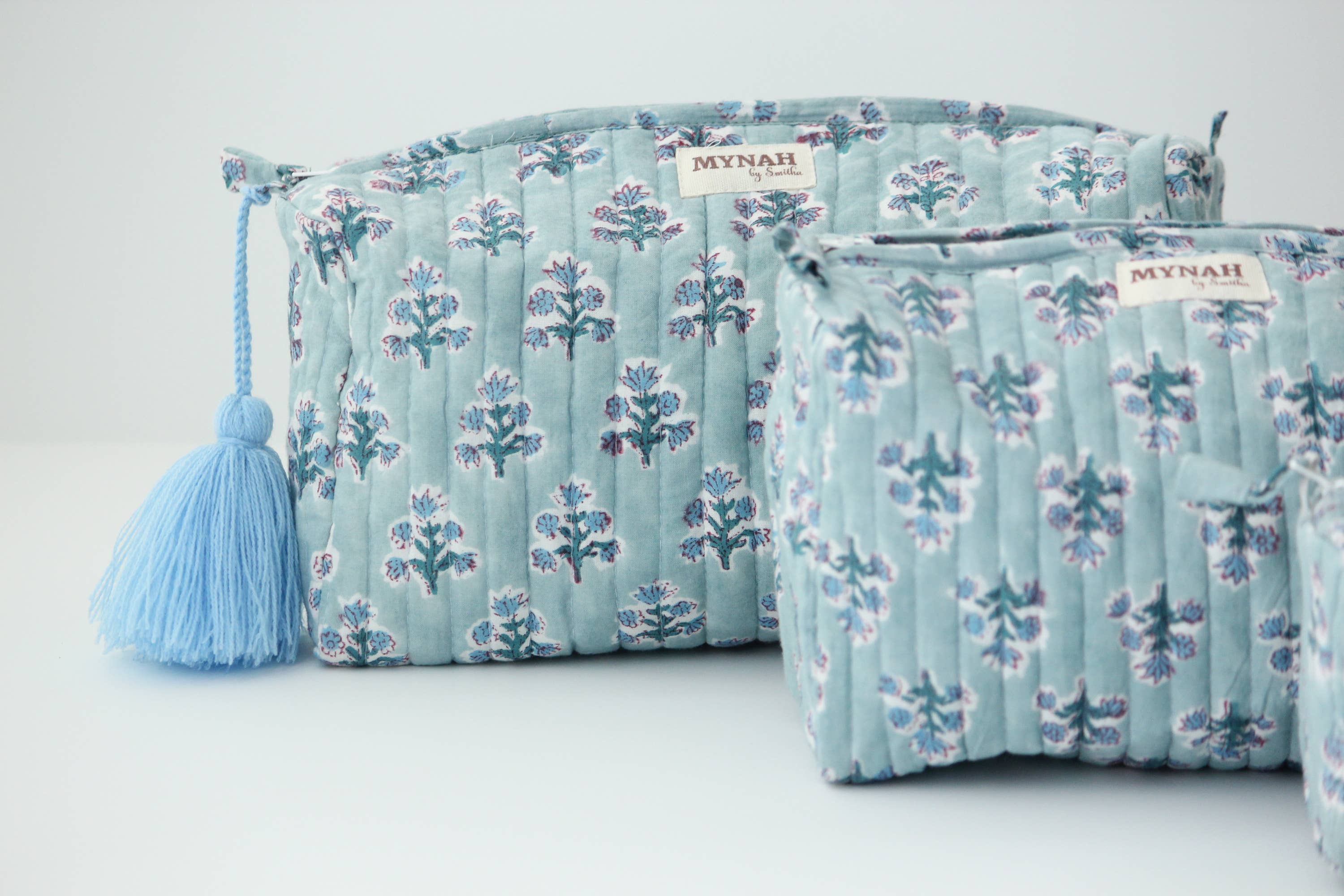 Dusty Blue Print Travel Cosmetic Bag