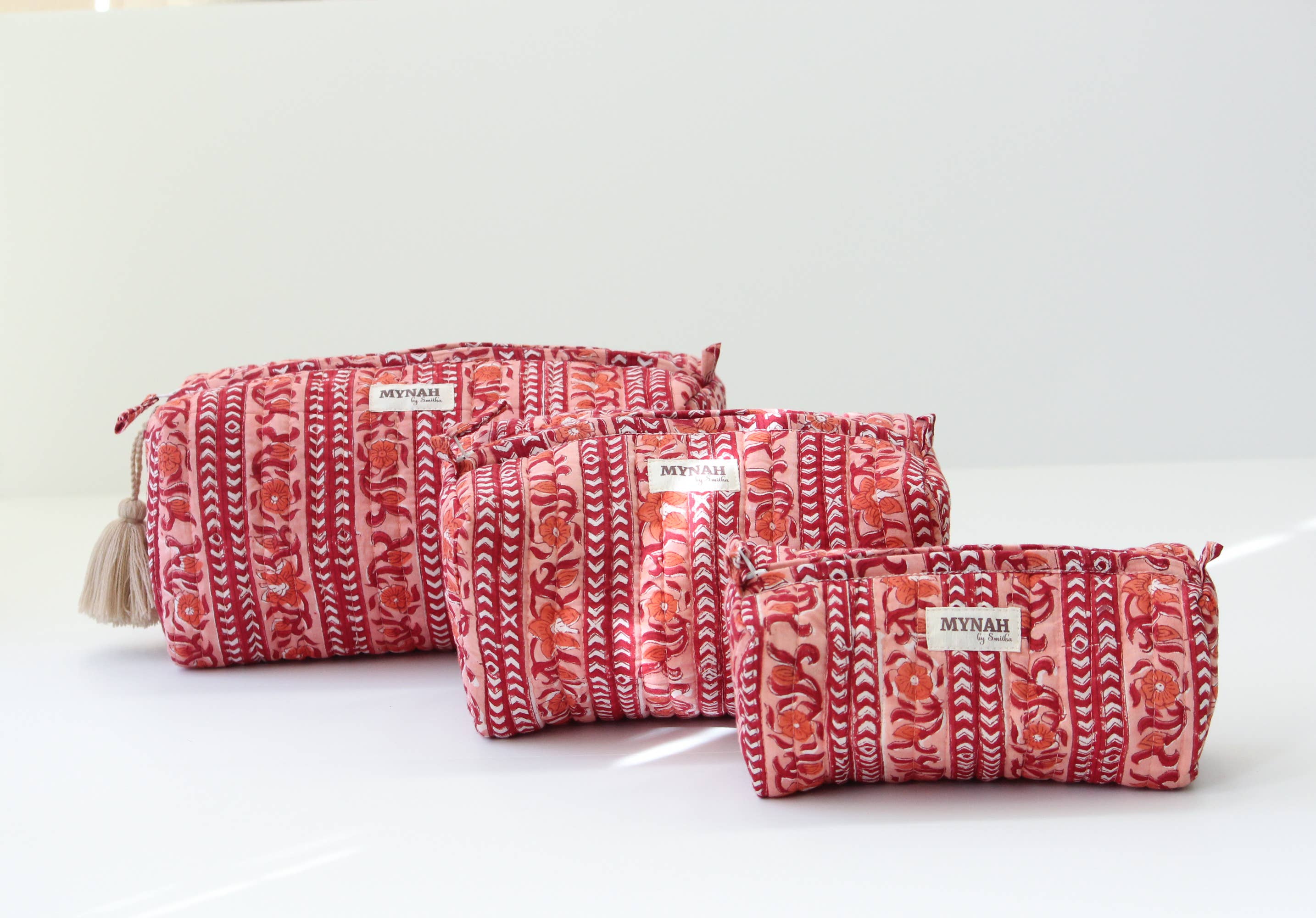 Terracotta Stripe Print Travel Cosmetic Bag