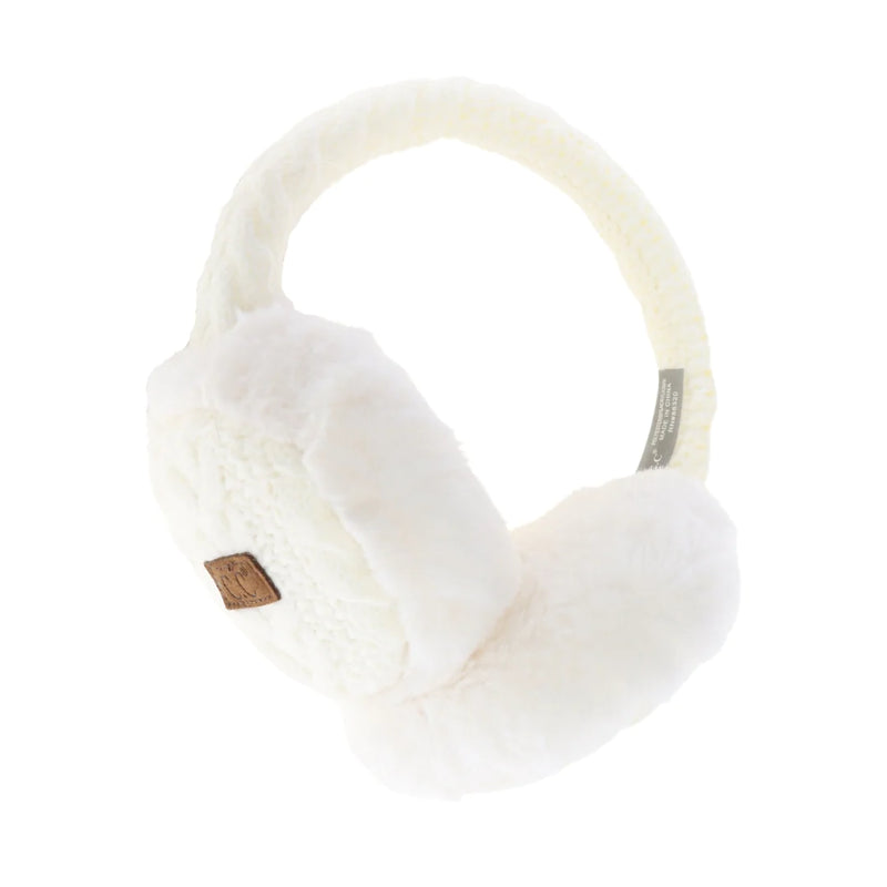 Cable Knit Faux Fur Earmuff