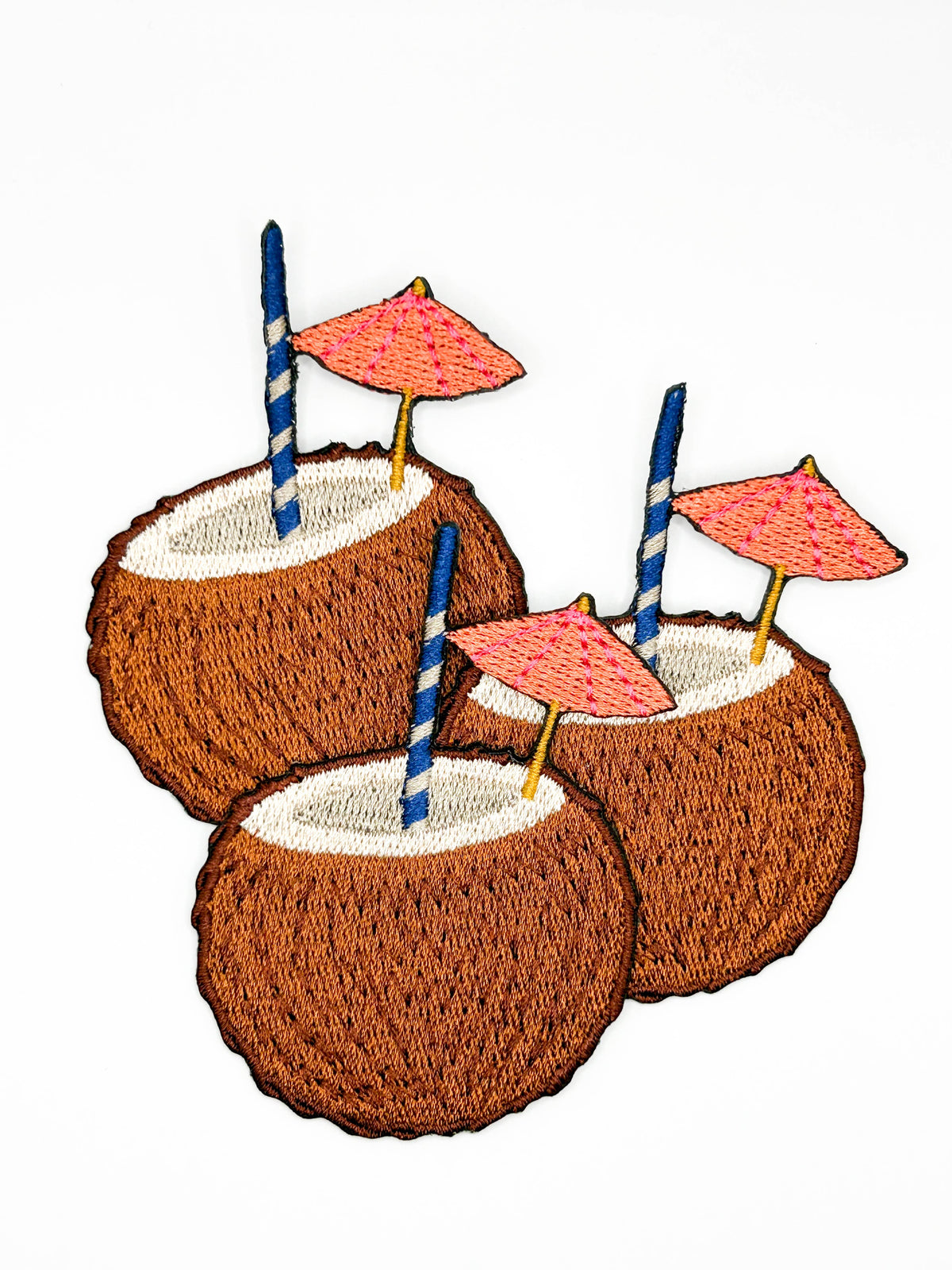 Coconut Drink Embroidered Patch Tropical Vacation Summer
