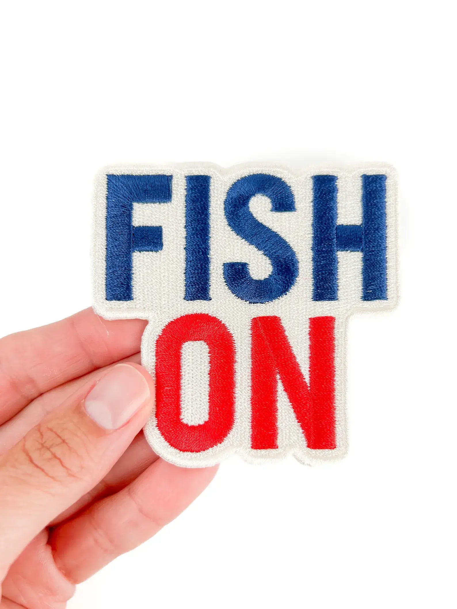 Fish On Patch – Patriotic Embroidered Iron On for Anglers