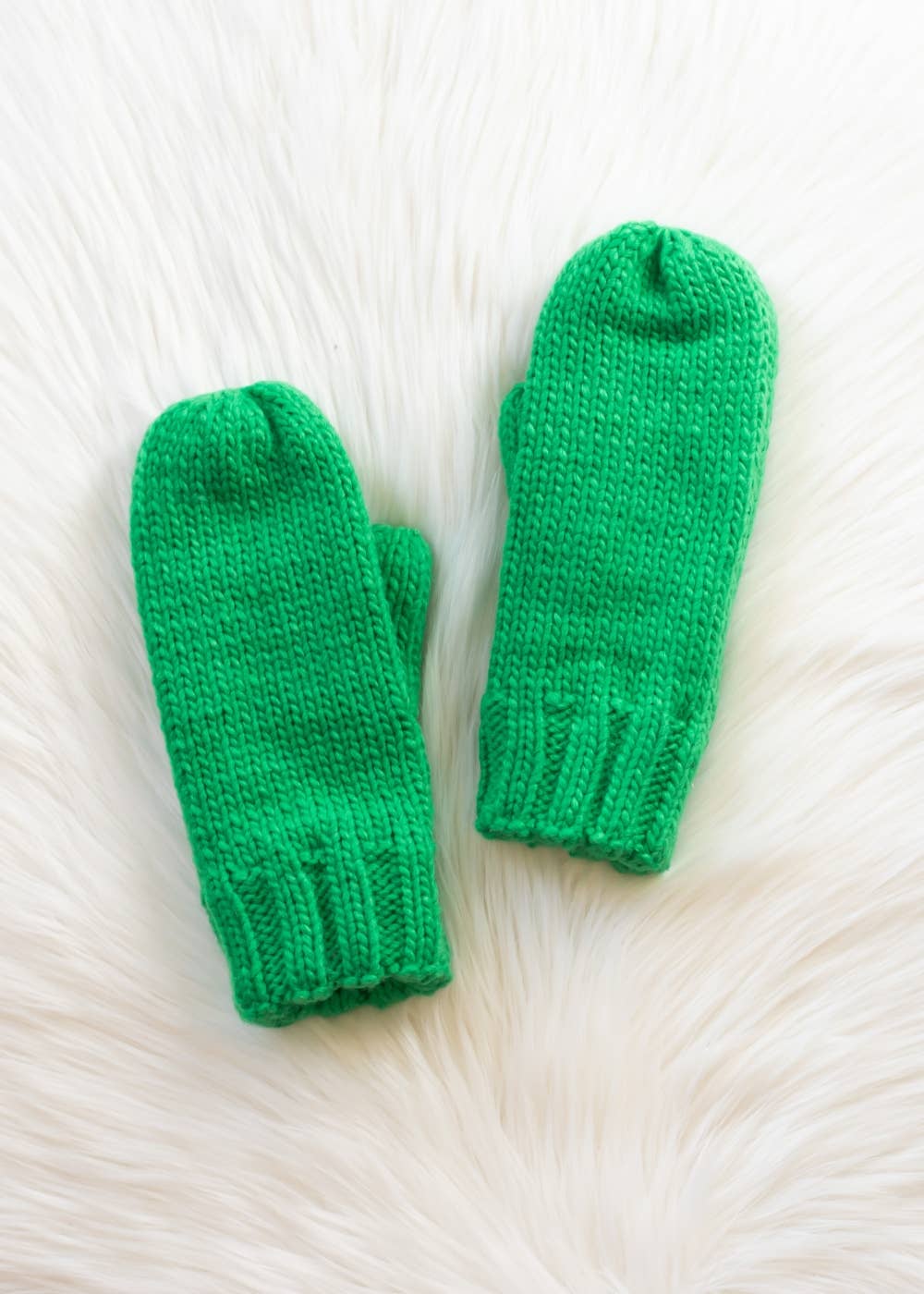 Bright Green Knit Mittens