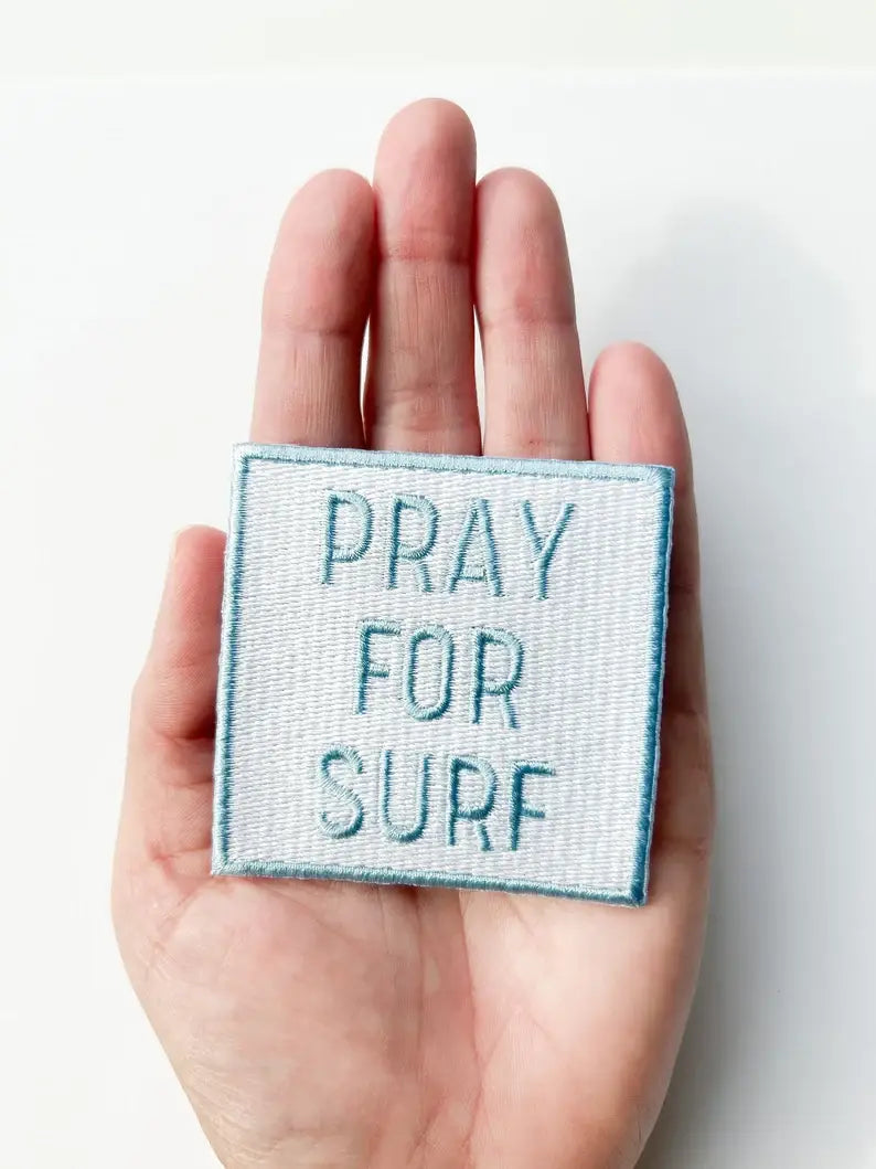 Blue Pray for Surf Iron On Patch