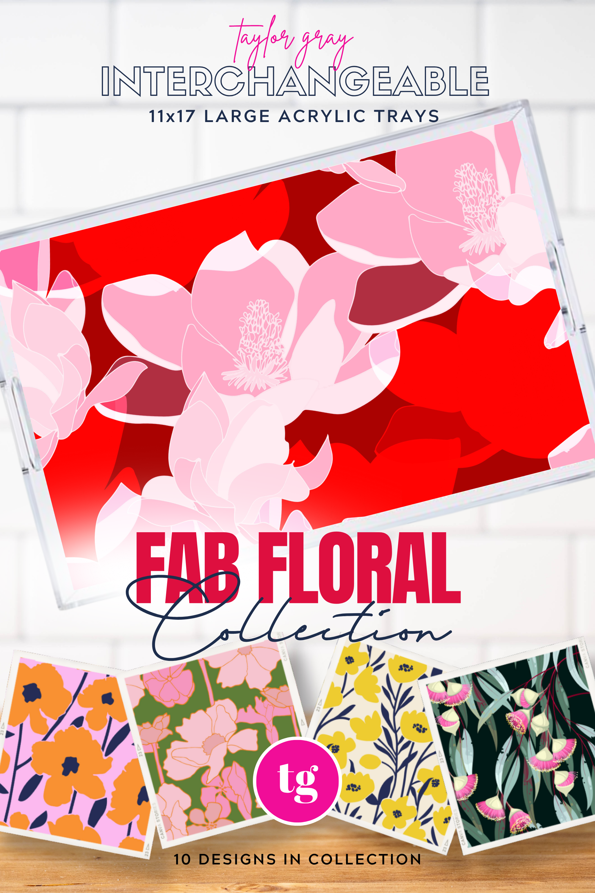Fab Floral Tray Inserts Vol 1, 11 x 17, set of 10