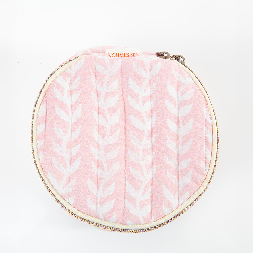 Block Print Round Case - Pink