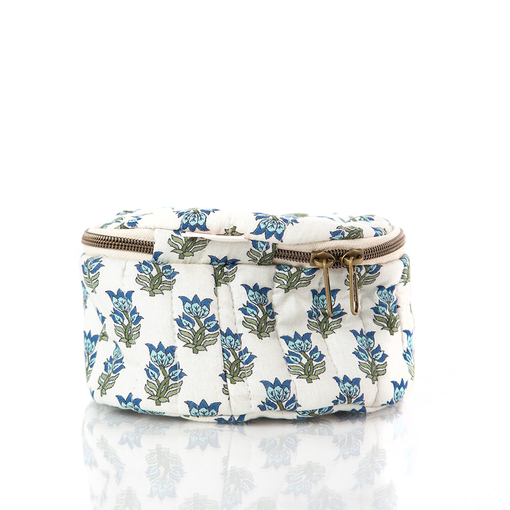 Block Print Round Case - Blue