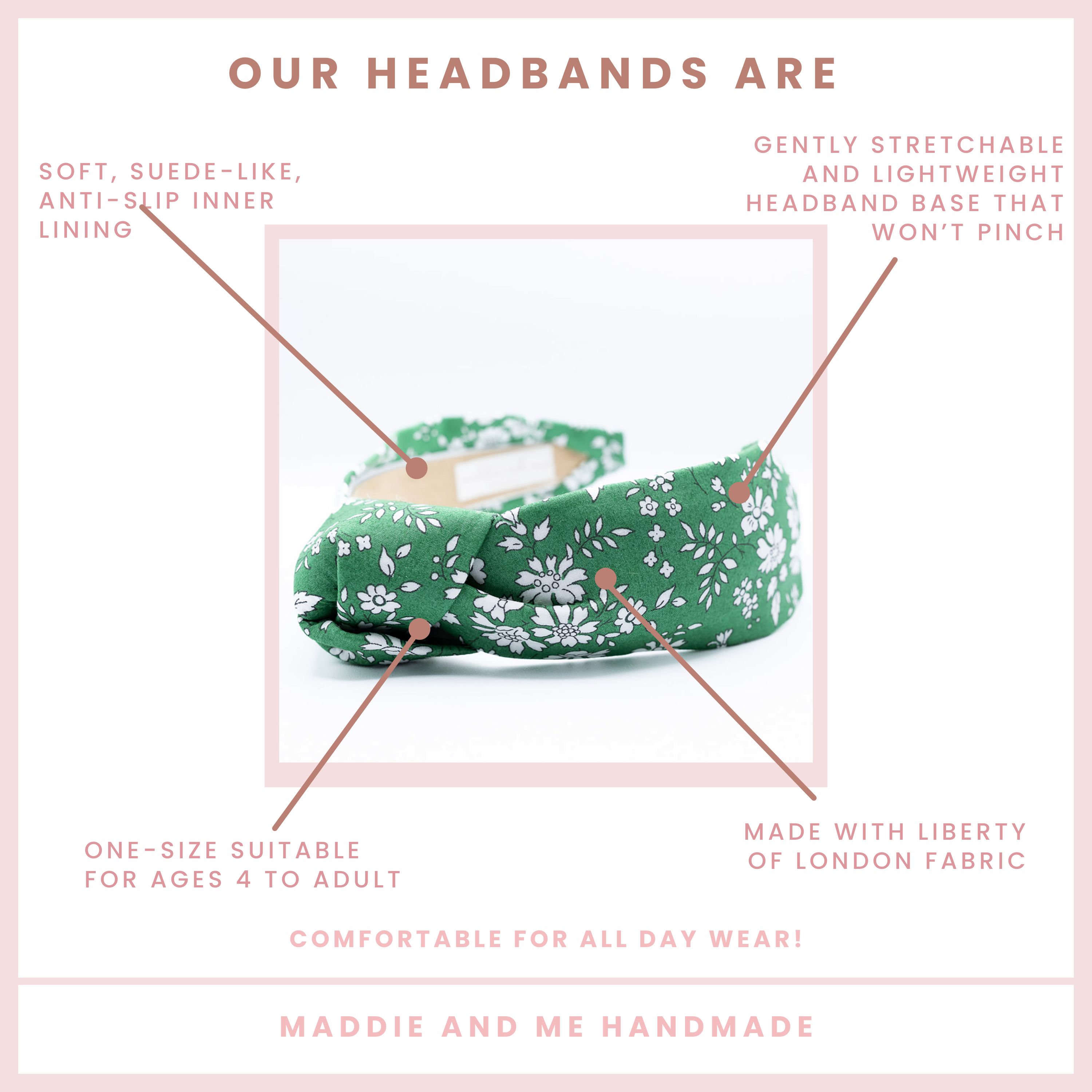 Kelly Green Floral Liberty of London Headband 